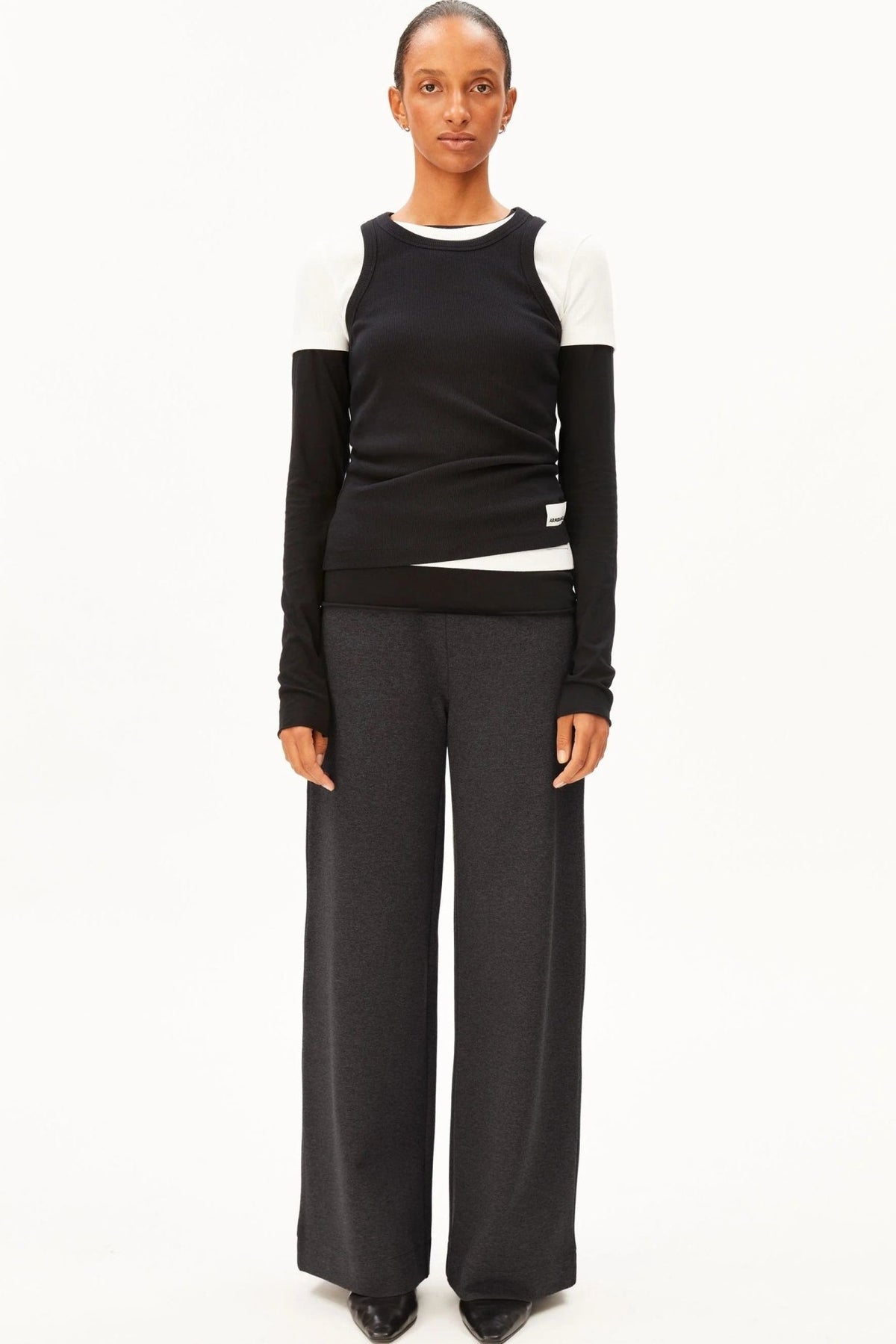 ARMEDANGELS-Basic Jersey Wide Leg Pant-Steel Melange-BACKYARD