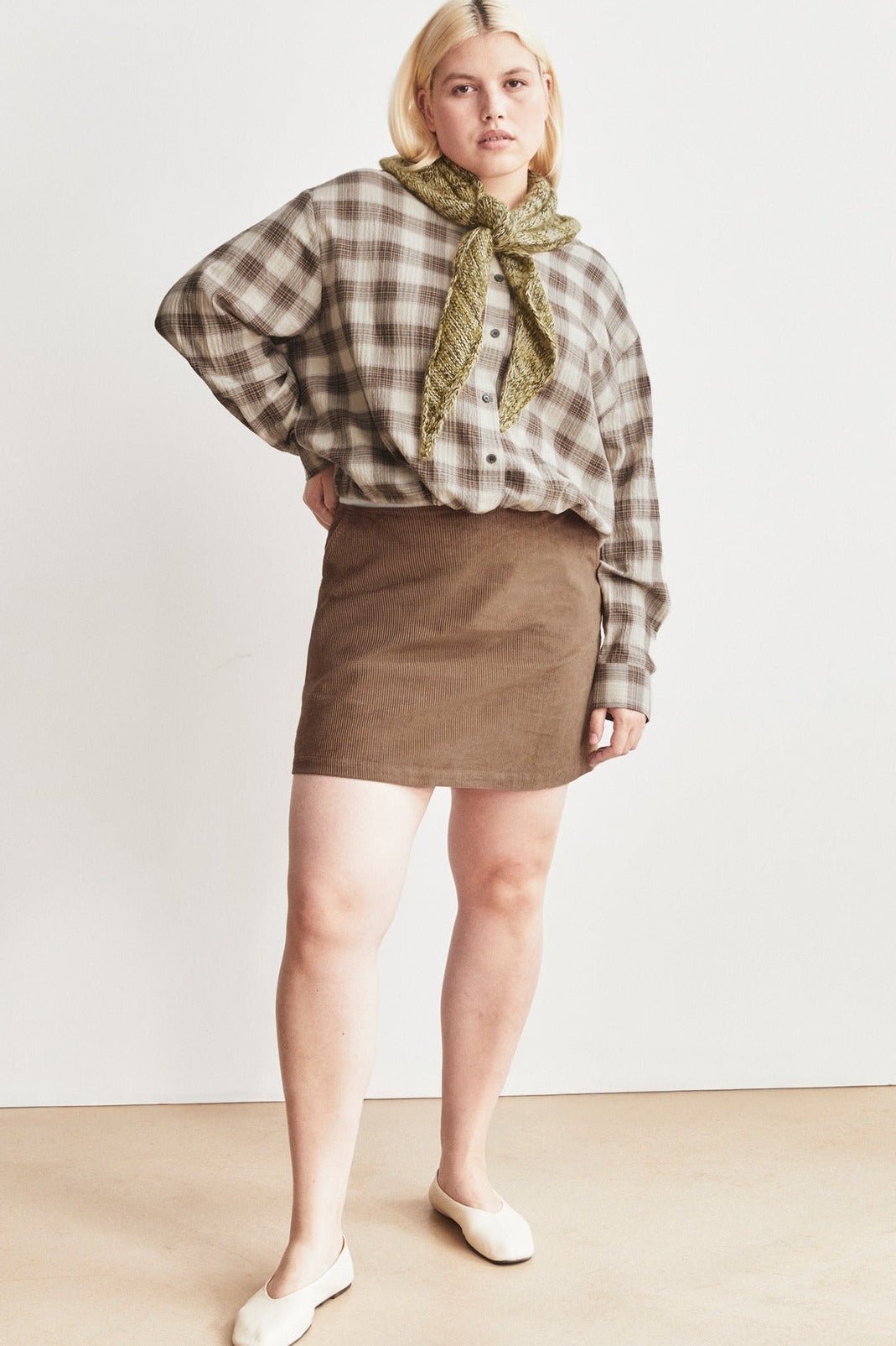 ARMEDANGELS-Corduroy Mini Skirt-Amberwood-BACKYARD
