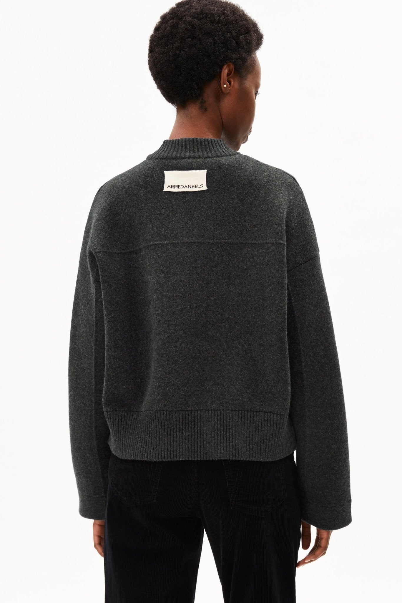 ARMEDANGELS-Cotton-Wool Bomber Knit Jacket-Steel Melange-BACKYARD