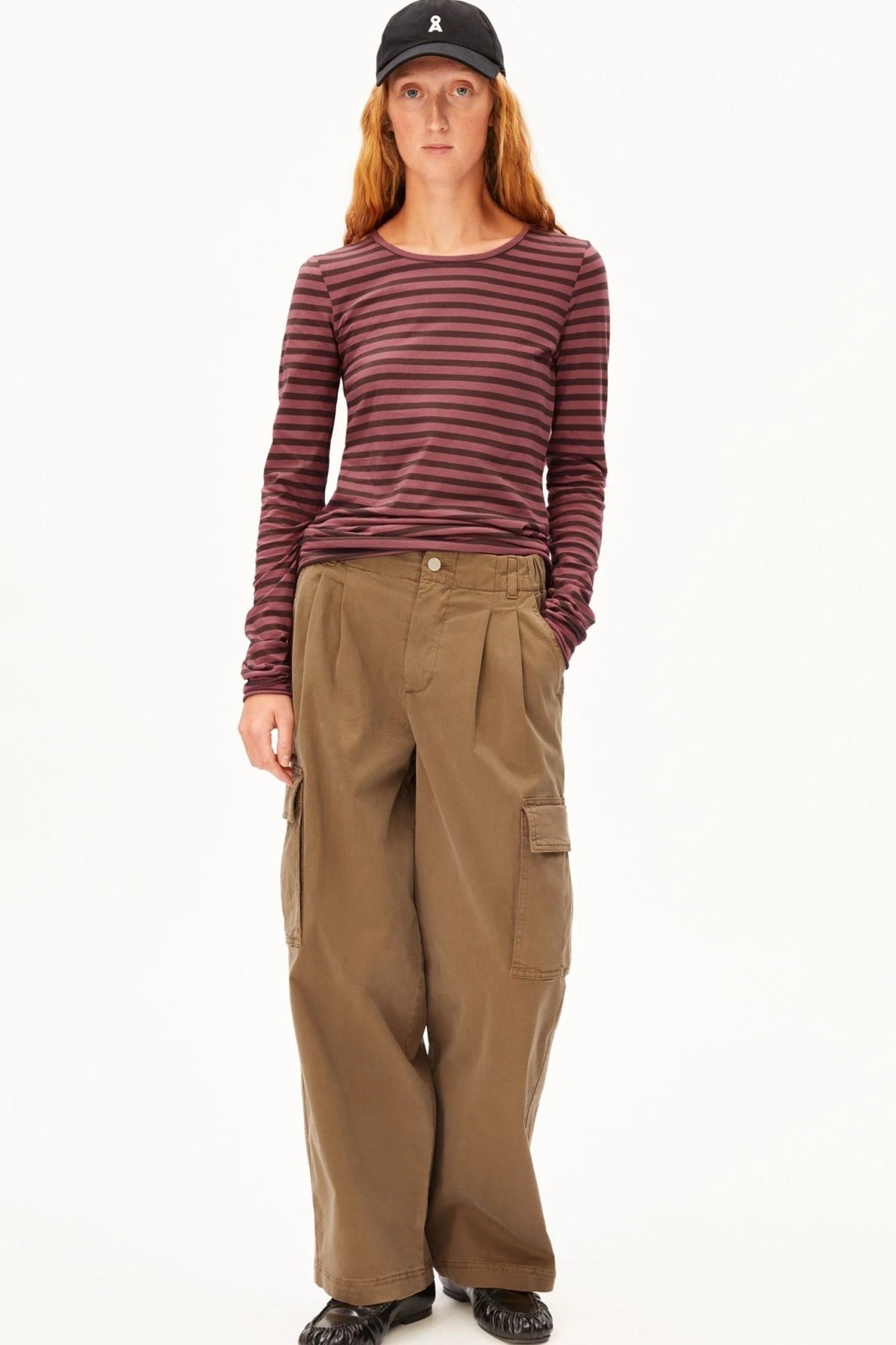 ARMEDANGELS-Einiaara Stripes-Claystone Velvet Ember-BACKYARD