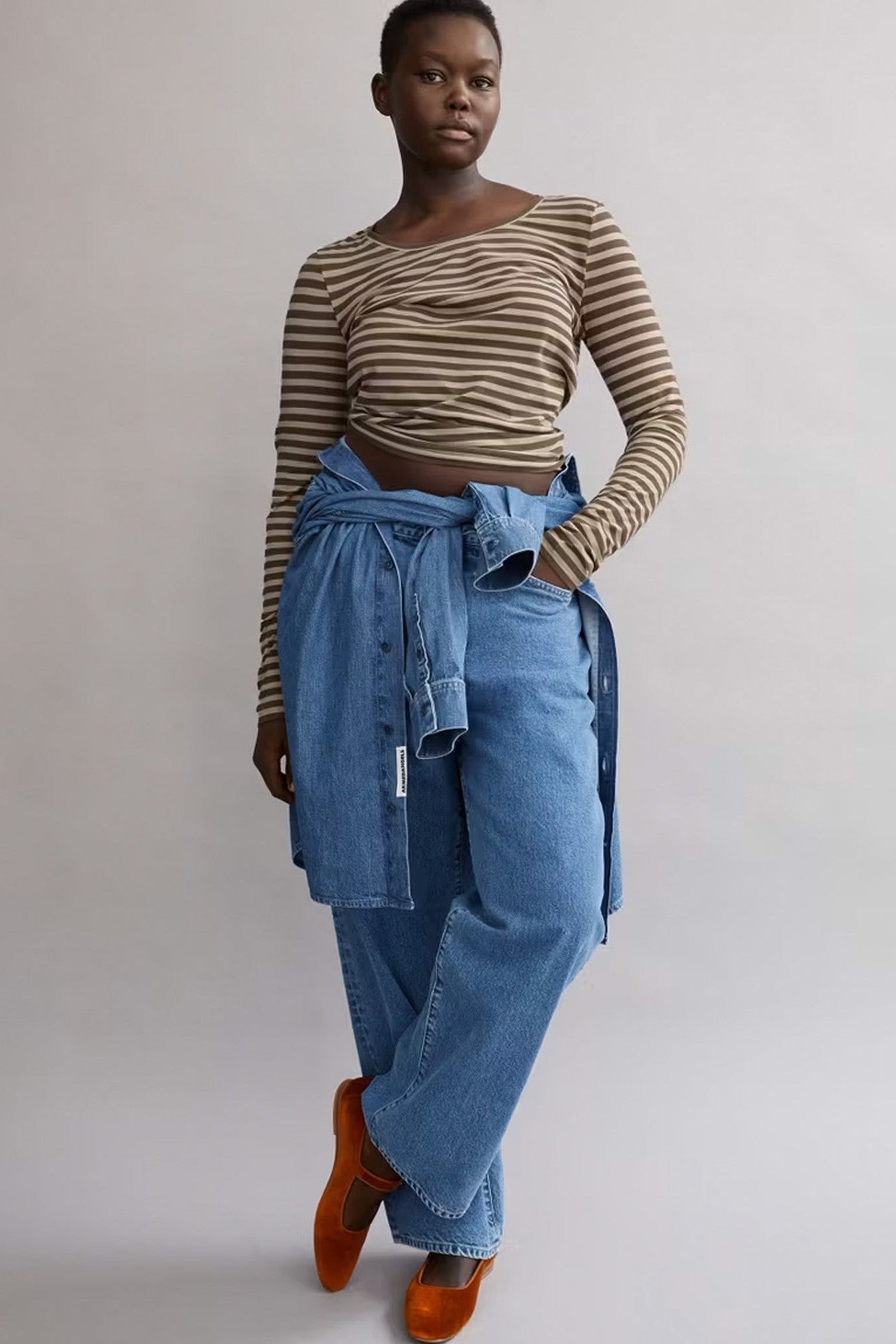 ARMEDANGELS - Enriccaa Stripes - Gravel Dried Moss - BACKYARD