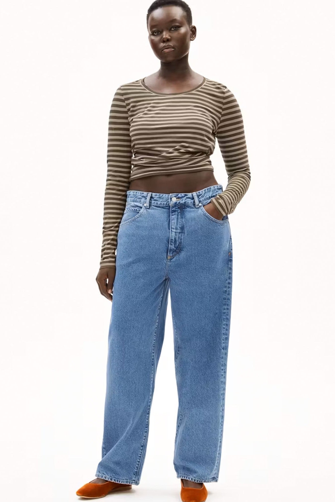 ARMEDANGELS - Enriccaa Stripes - Gravel Dried Moss - BACKYARD