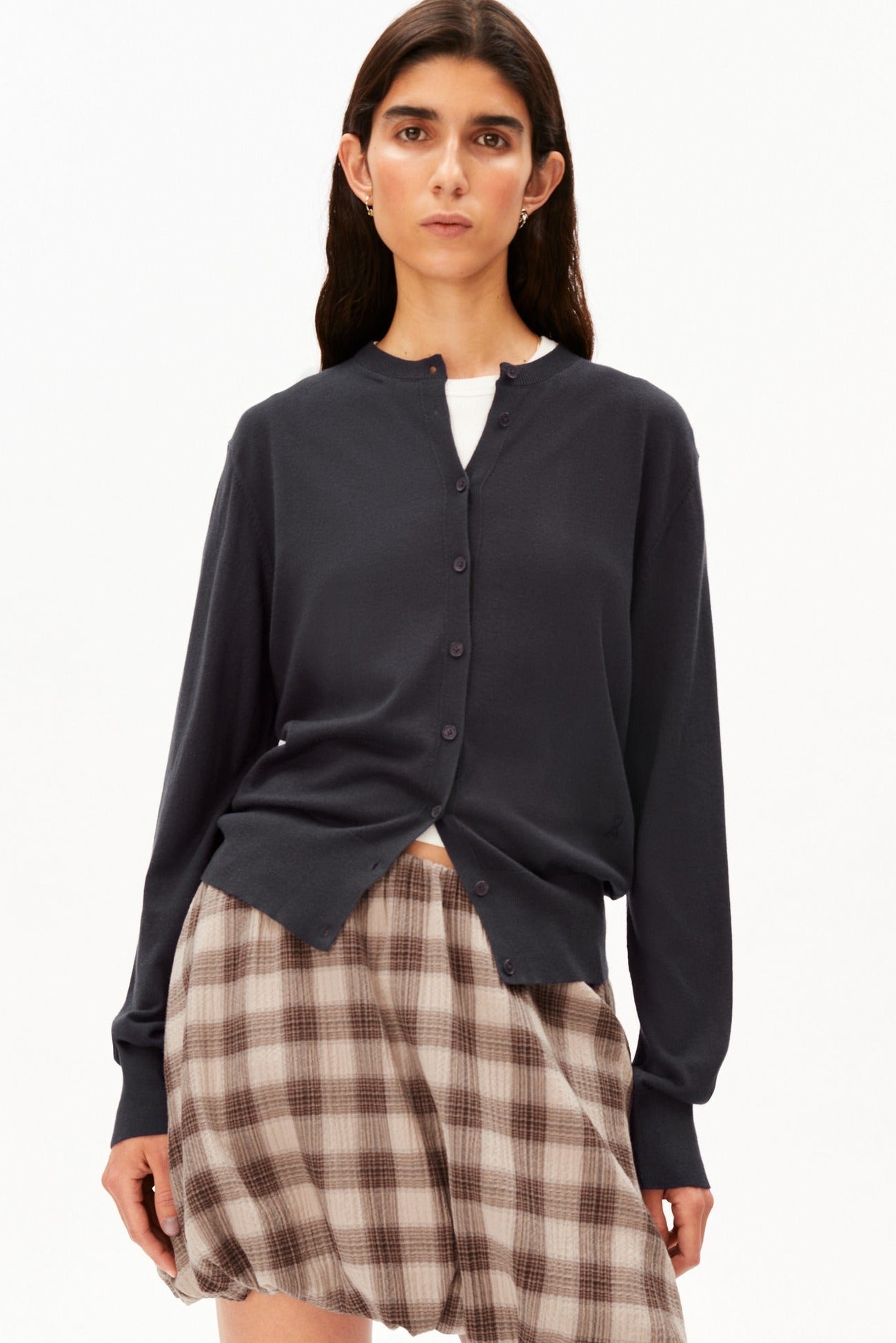 ARMEDANGELS-Fine Knit Cardigan-Dark Steel-BACKYARD