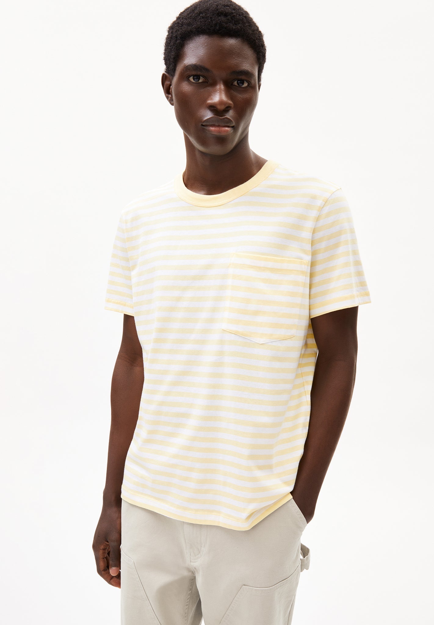 ARMEDANGELS - Maarkos Pocket Stripes - Early Yellow Broken White - BACKYARD