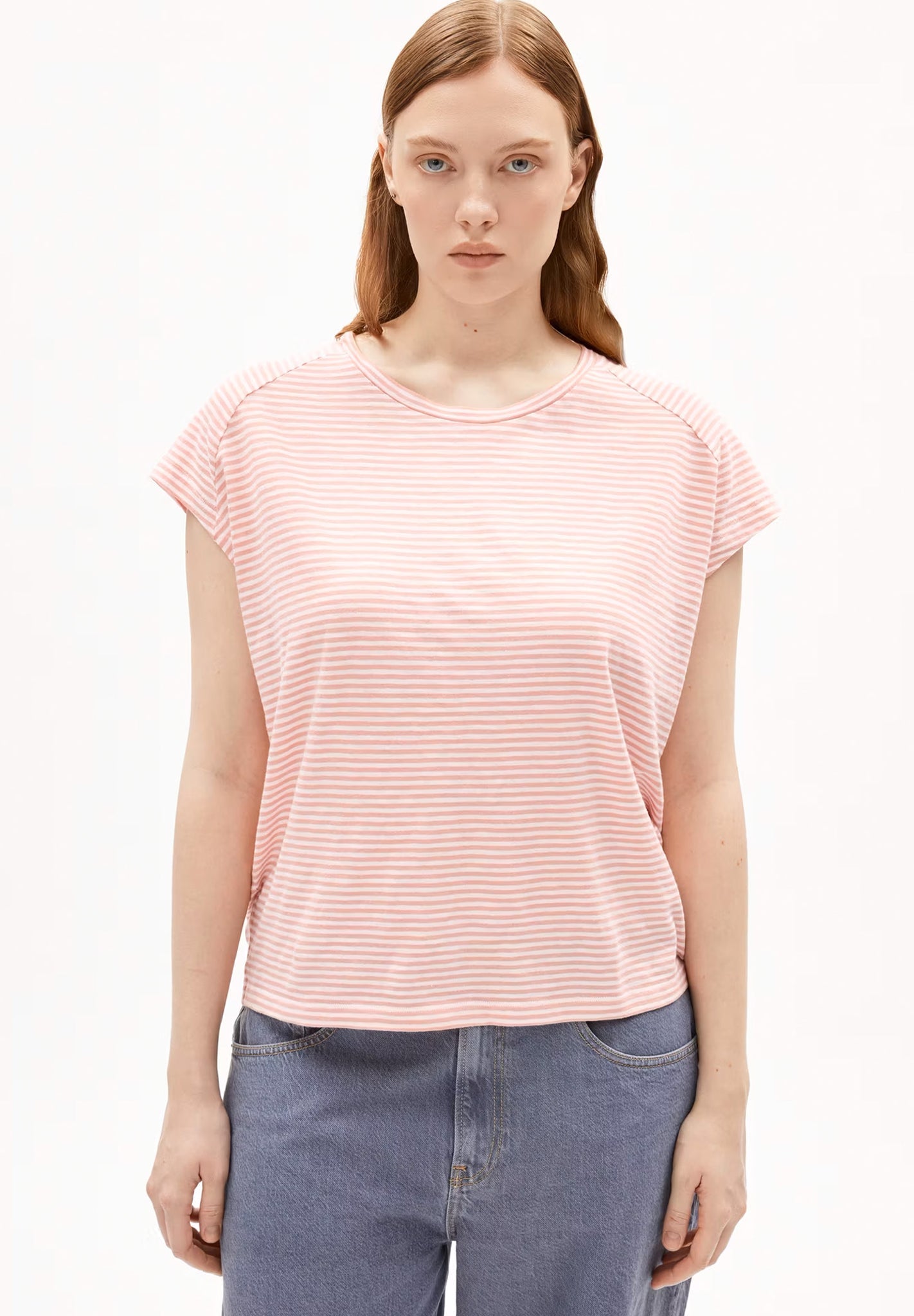 ARMEDANGELS - Oneliaa Lovely Stripes - Deep Rosalilly Oatmilk - BACKYARD