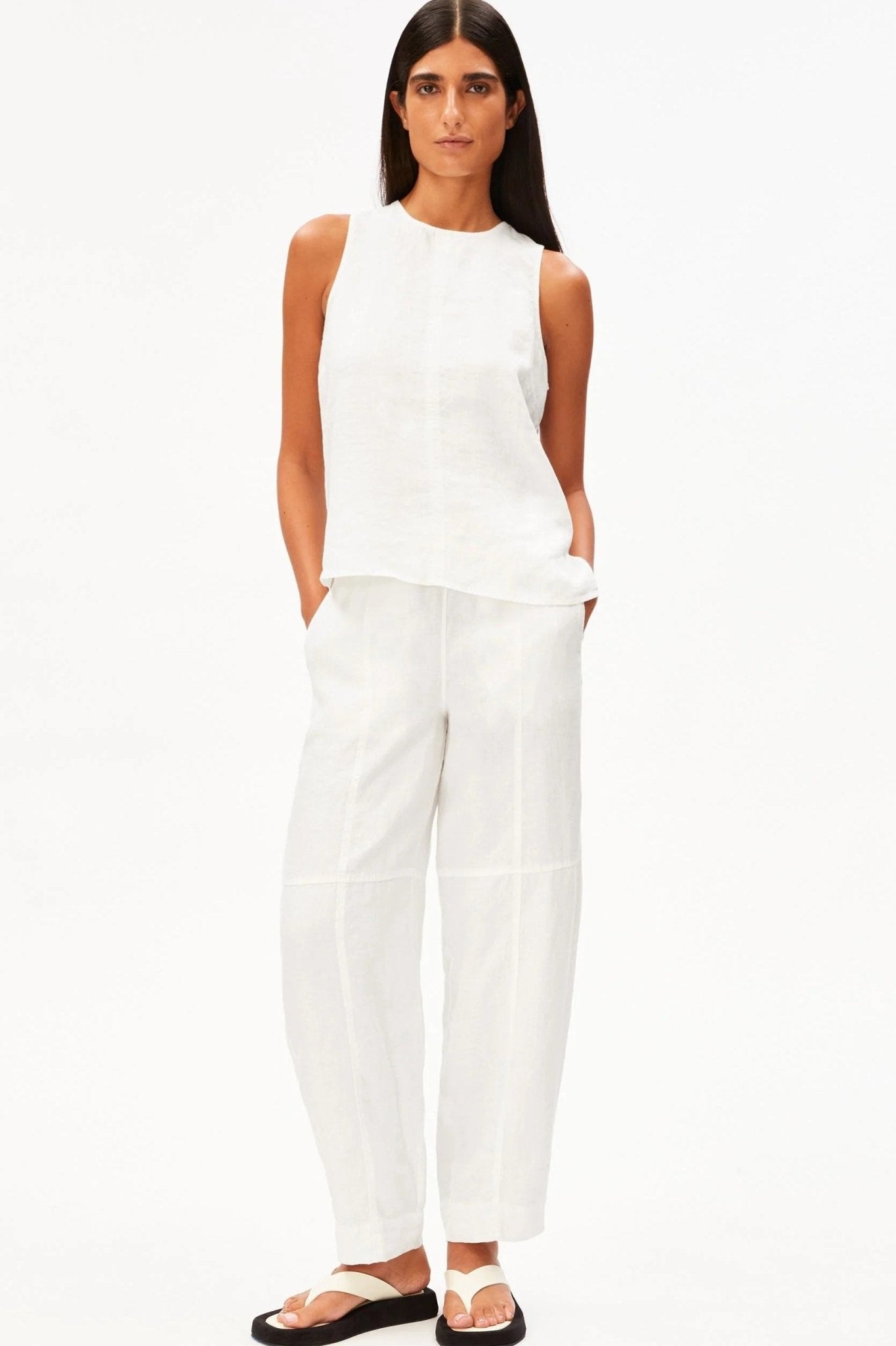 ARMEDANGELS - Pure Linen Blouse Top - White - BACKYARD