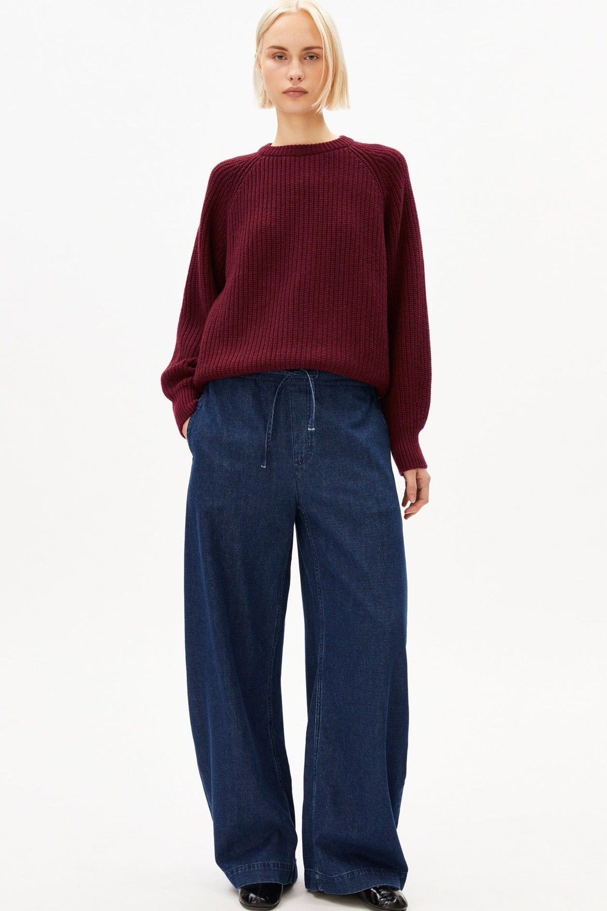 ARMEDANGELS-Rib Knit Sweater-Velvet Red-BACKYARD