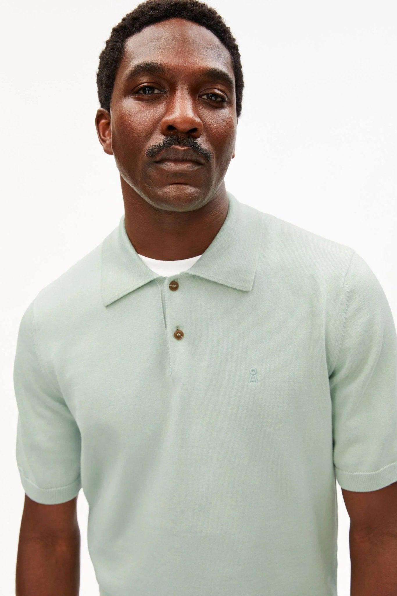 ARMEDANGELS - Shortsleeve Knit Poloshirt - Foam - BACKYARD