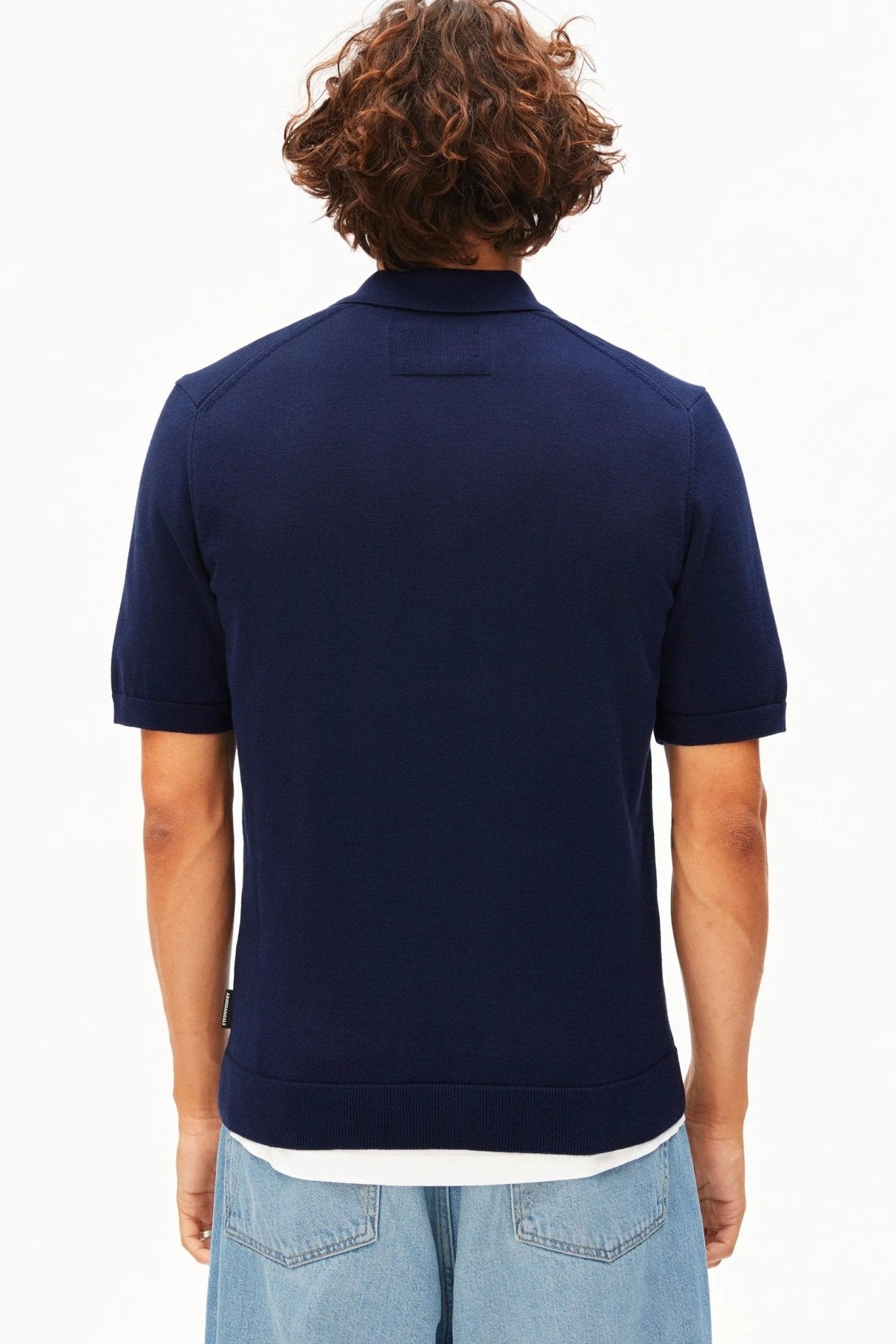 ARMEDANGELS - Shortsleeve Knit Poloshirt - Tinted Navy - BACKYARD
