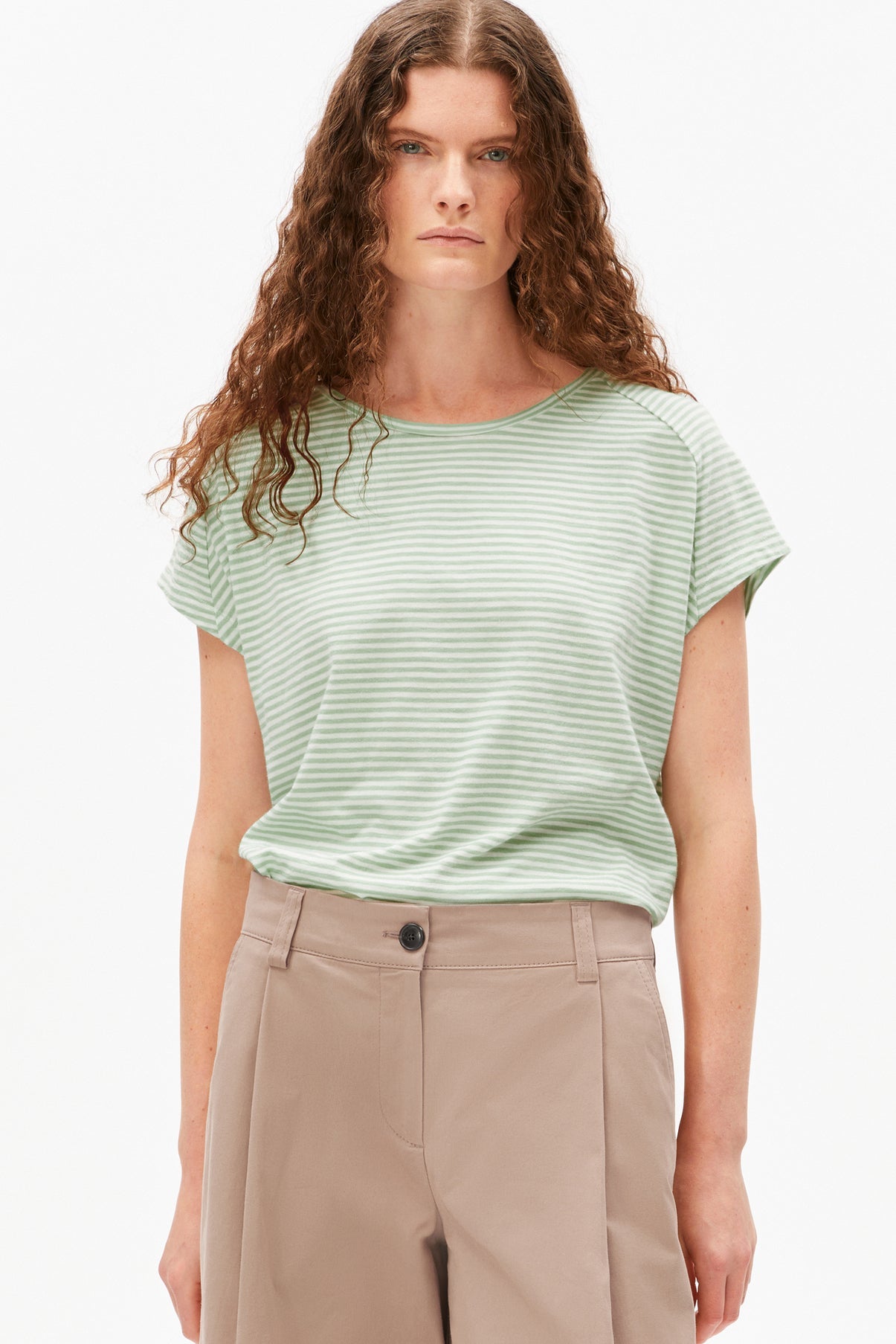 ARMEDANGELS - Slub Jersey Stripe - Oatmilk Foam - BACKYARD