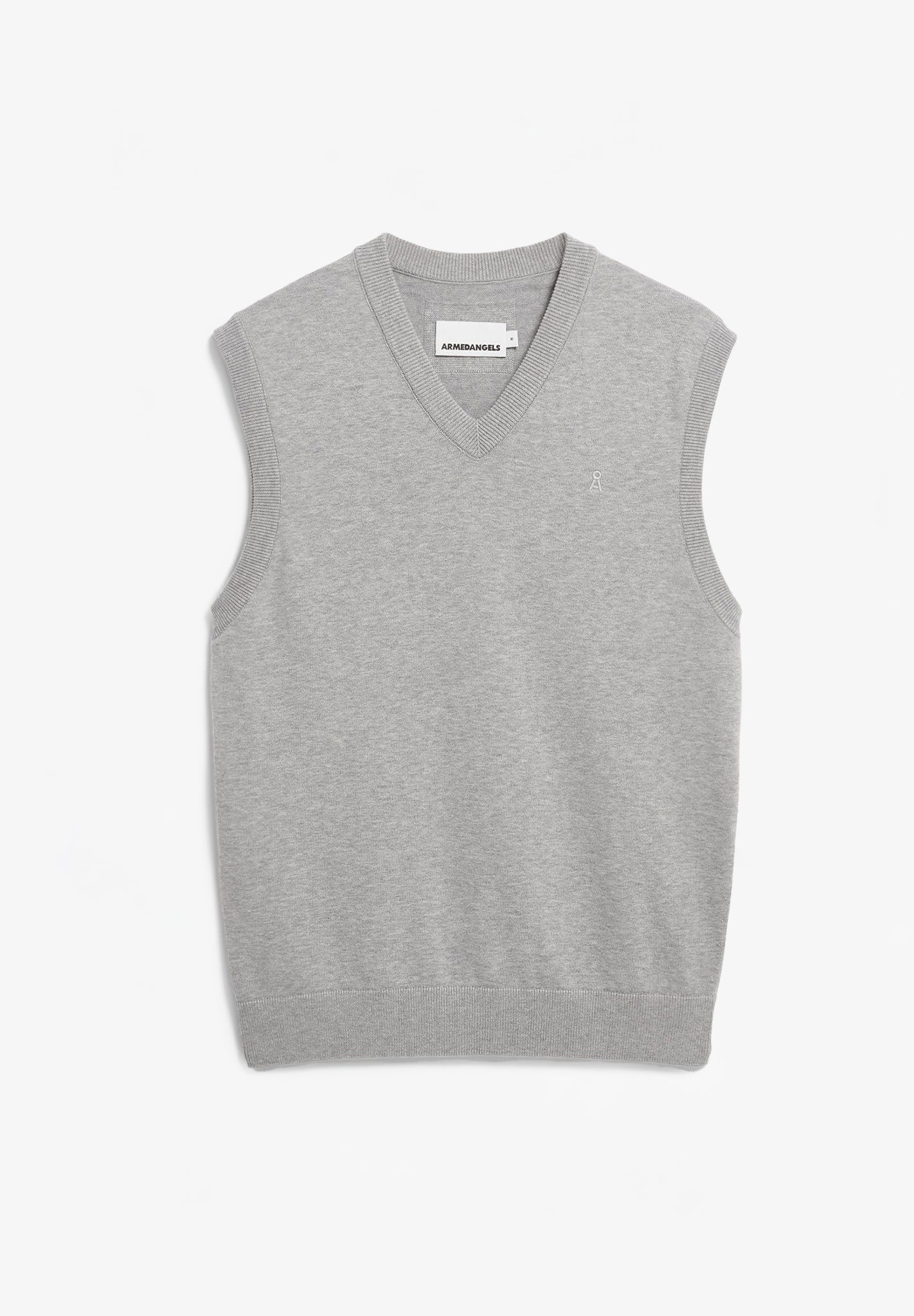 ARMEDANGELS - V - Neck Sleeveless Knit Vest - Silver Melange - BACKYARD