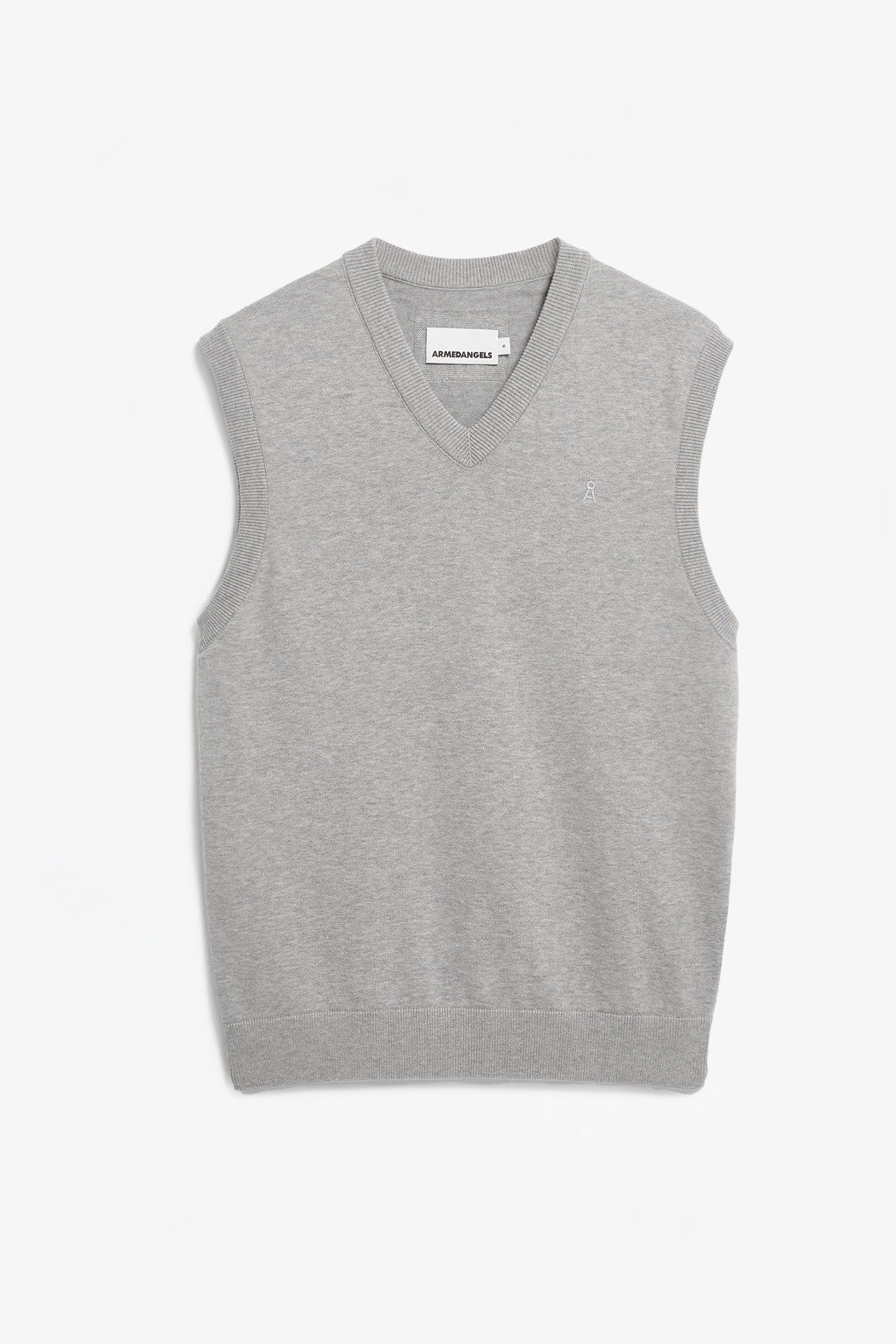 ARMEDANGELS - V - Neck Sleeveless Knit Vest - Silver Melange - BACKYARD