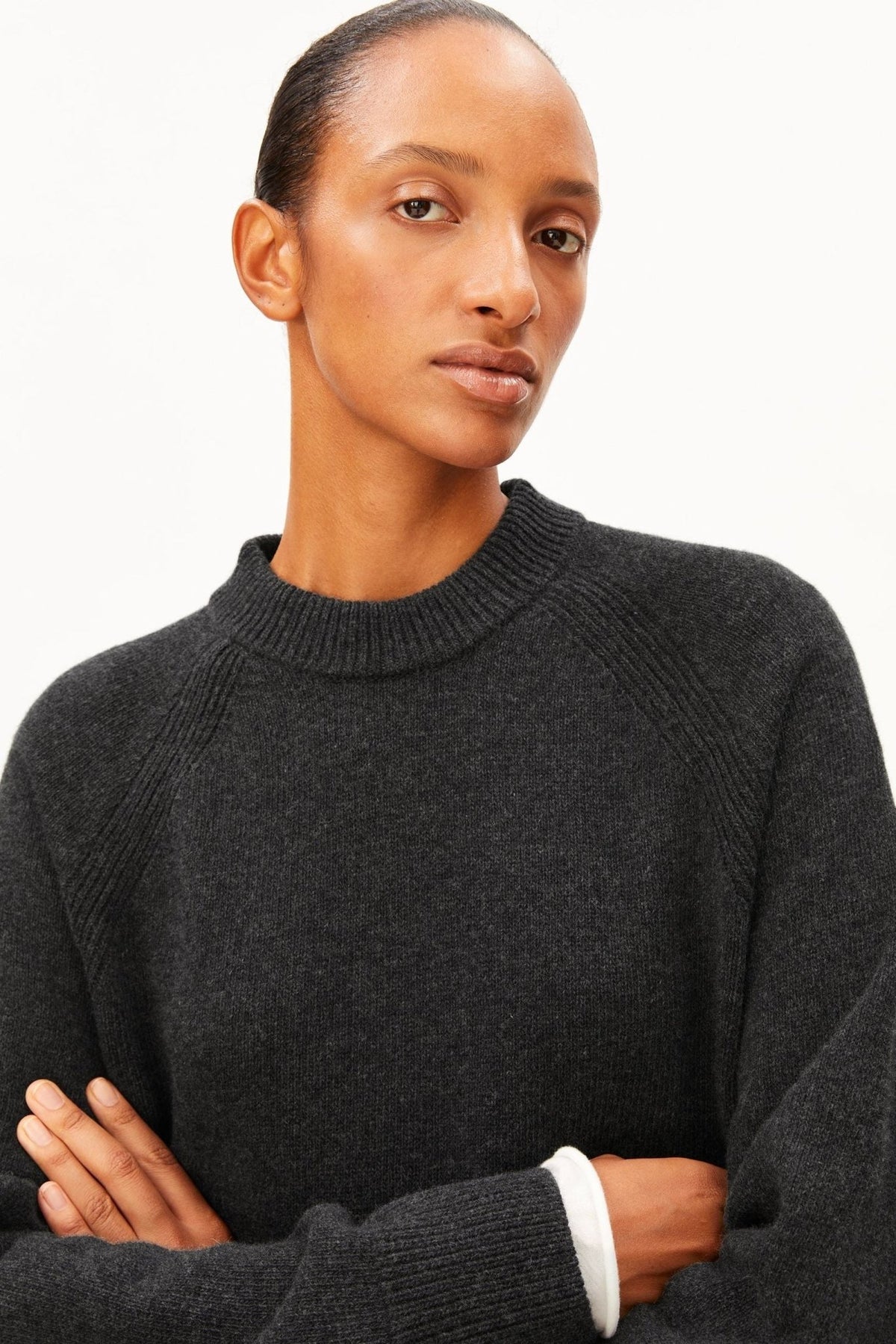 ARMEDANGELS-Wool Knit Sweater-Steel Melange-BACKYARD