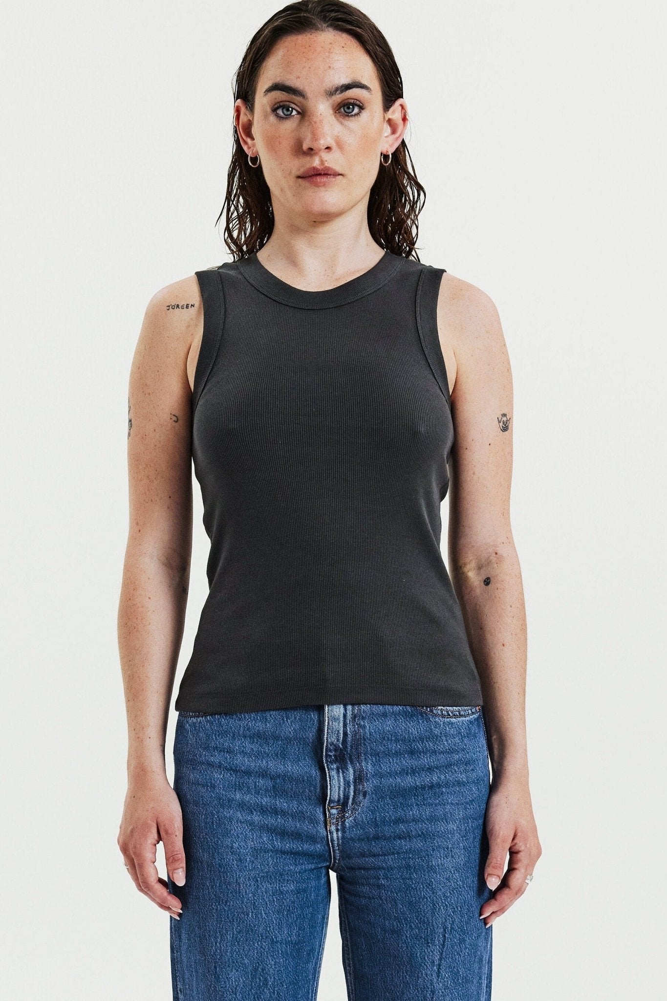 BREAD & BOXERS - Tank Crew - Neck Ribbed - Charcoal - BACKYARD
