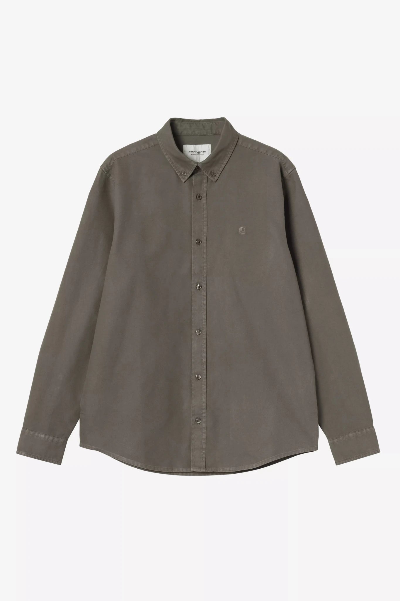 CARHARTT WIP-L/S Bolton Shirt-Shungite Garment Dyed-BACKYARD