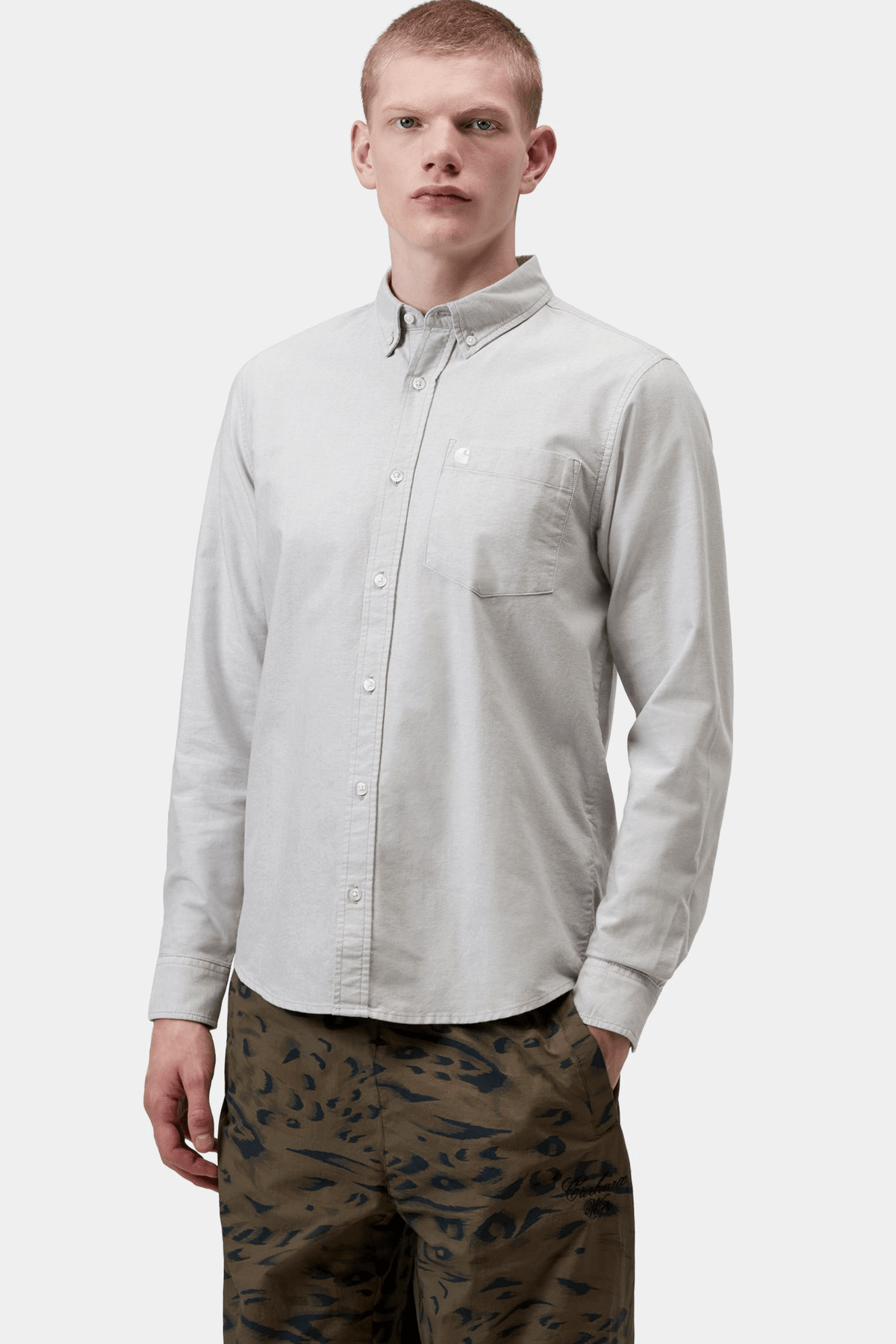 CARHARTT WIP-L/S C-Logo Shirt-Shady Grey White-BACKYARD