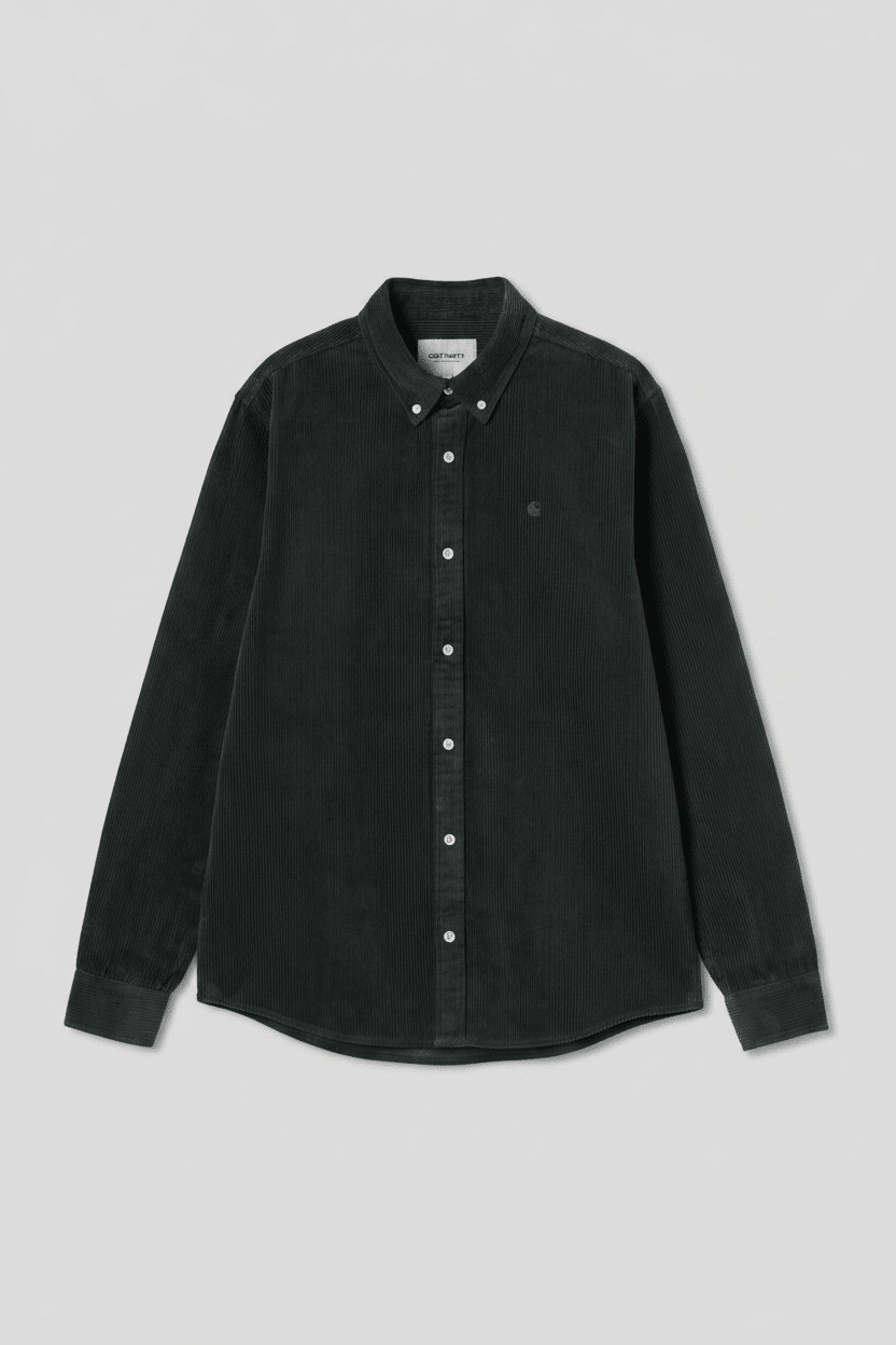 CARHARTT WIP-L/S Madison Cord Shirt-Raven-BACKYARD