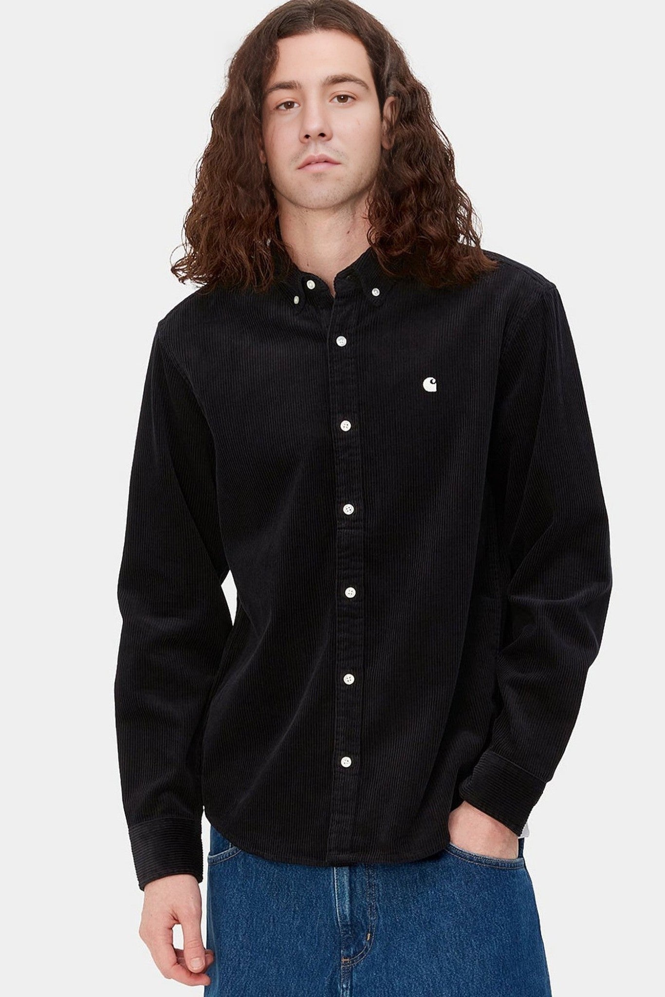 CARHARTT WIP - L/S Madison Fine Cord Shirt - Black Wax - BACKYARD