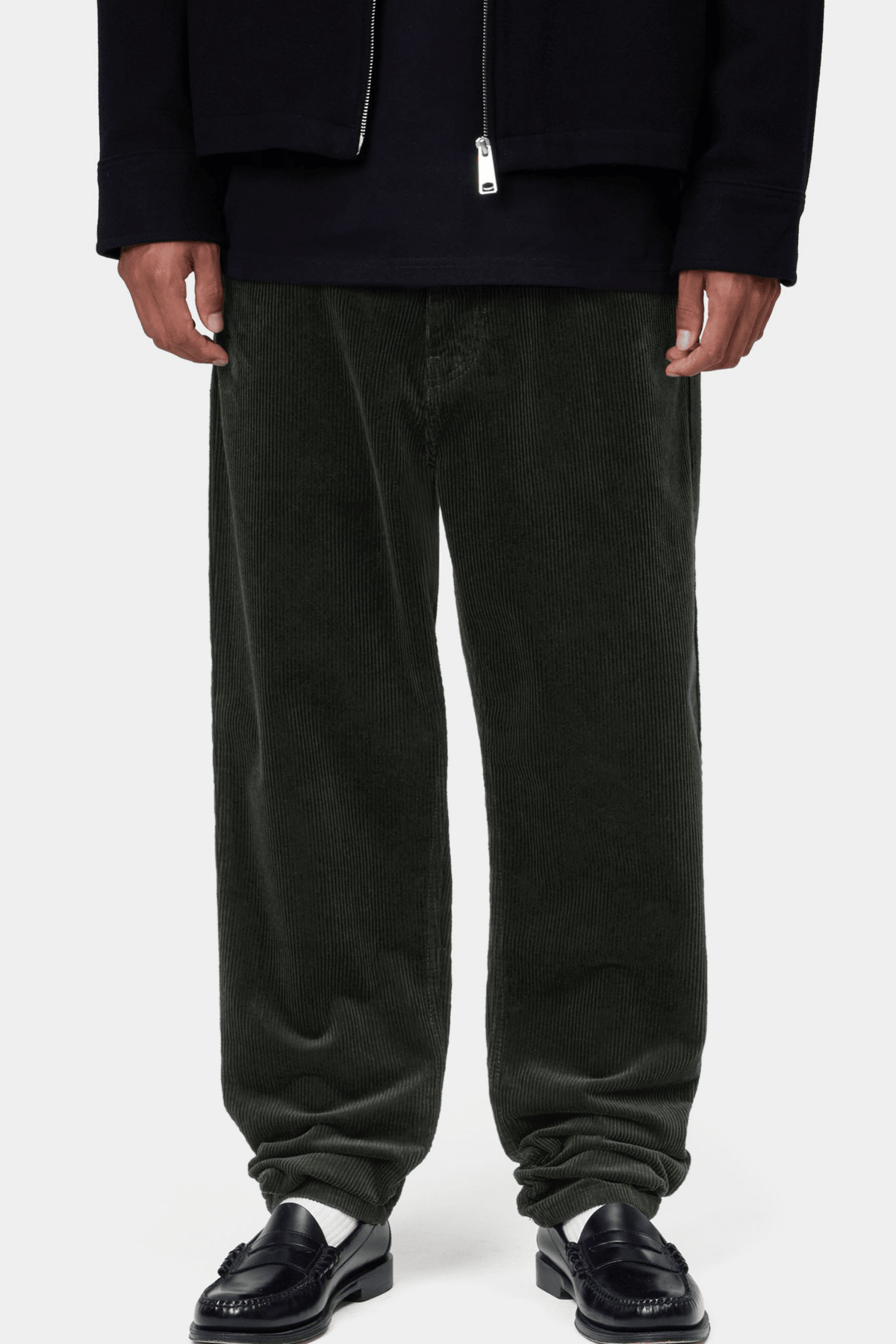 CARHARTT WIP-Newel Pant Cord-Raven Rinsed-BACKYARD