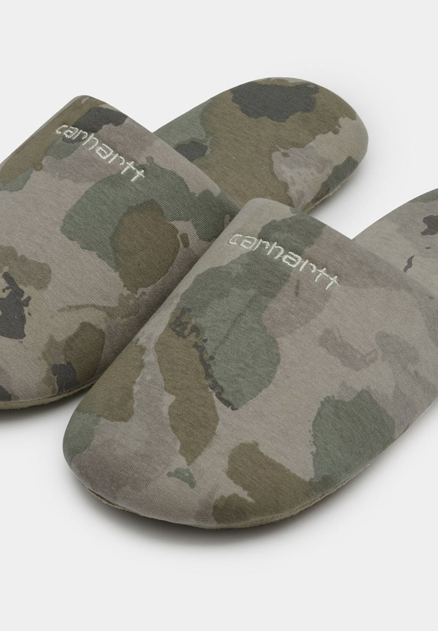 CARHARTT WIP - Script Embroidery Slippers - Camo Tide Thyme Wax - BACKYARD