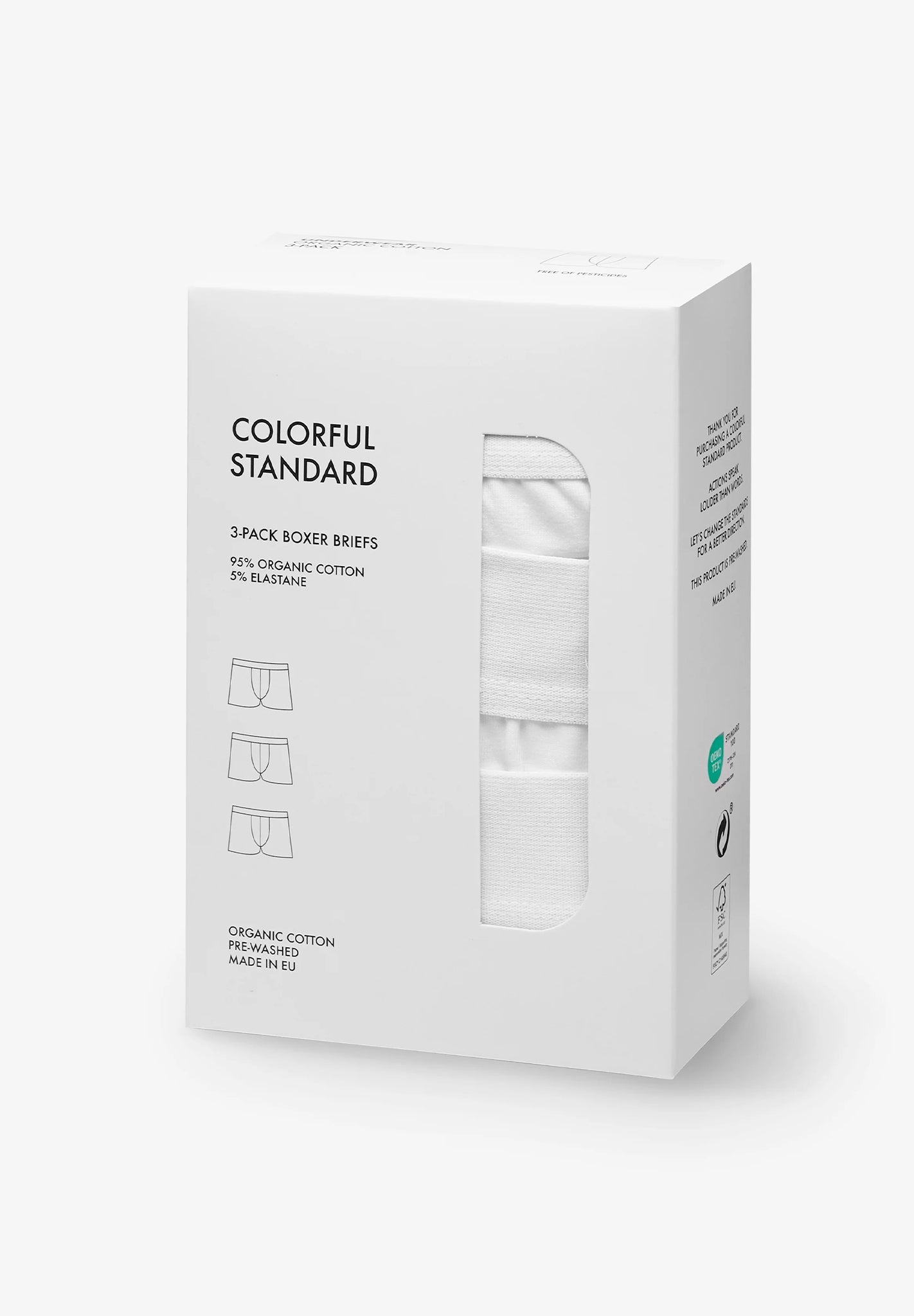 COLORFUL STANDARD - 3 Pack Organic Boxer Briefs - Optical White - BACKYARD