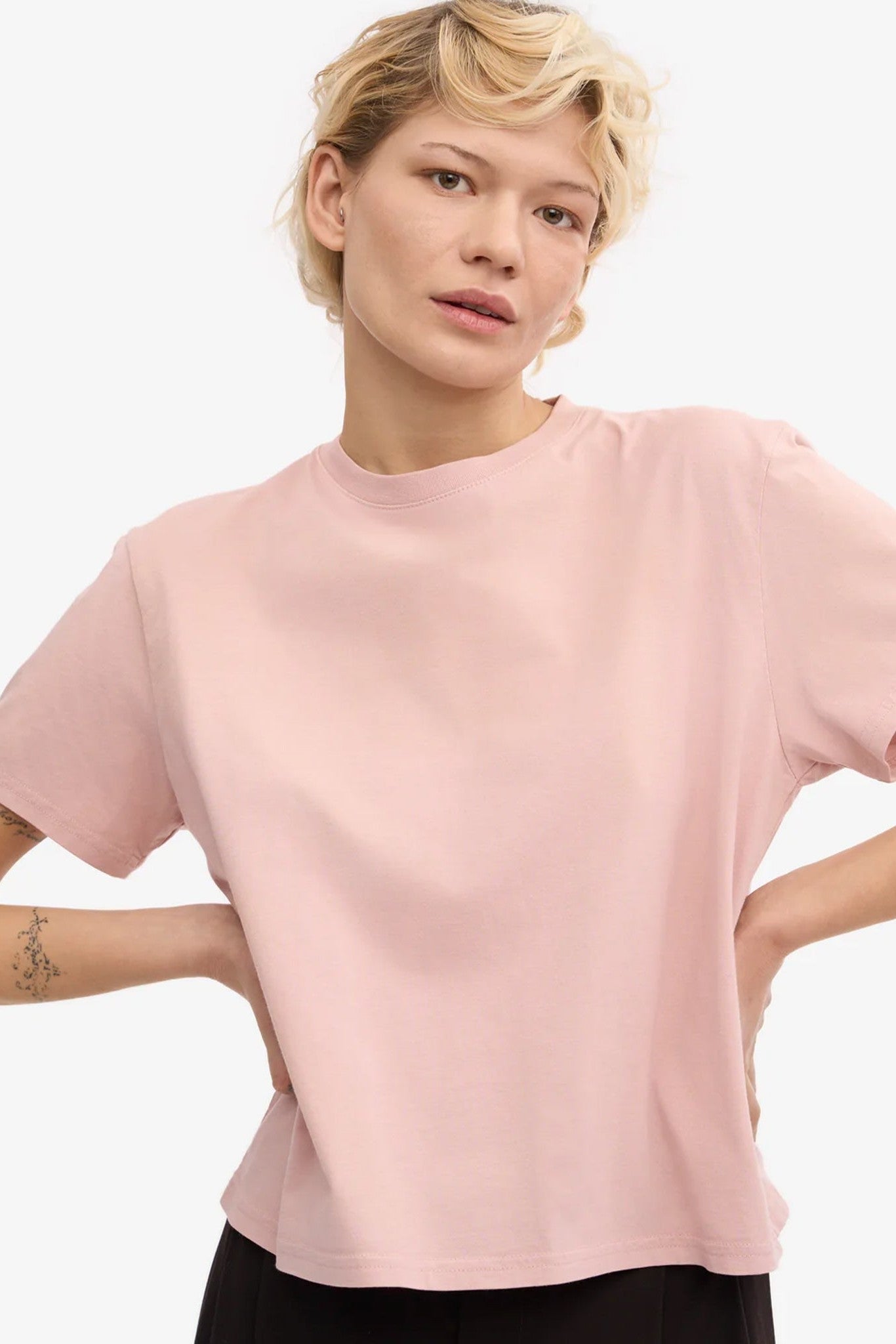 COLORFUL STANDARD - Organic Boxy Crop Tee - Faded Pink - BACKYARD