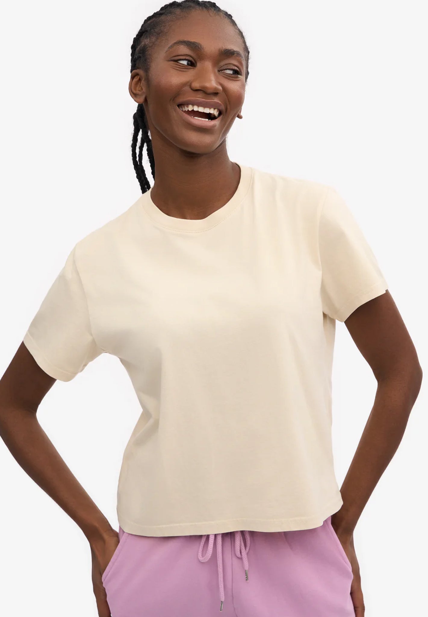 COLORFUL STANDARD - Organic Boxy Crop Tee - Ivory White - BACKYARD