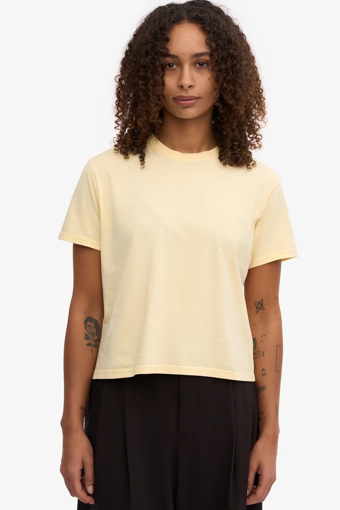 COLORFUL STANDARD - Organic Boxy Crop Tee - Soft Yellow - BACKYARD