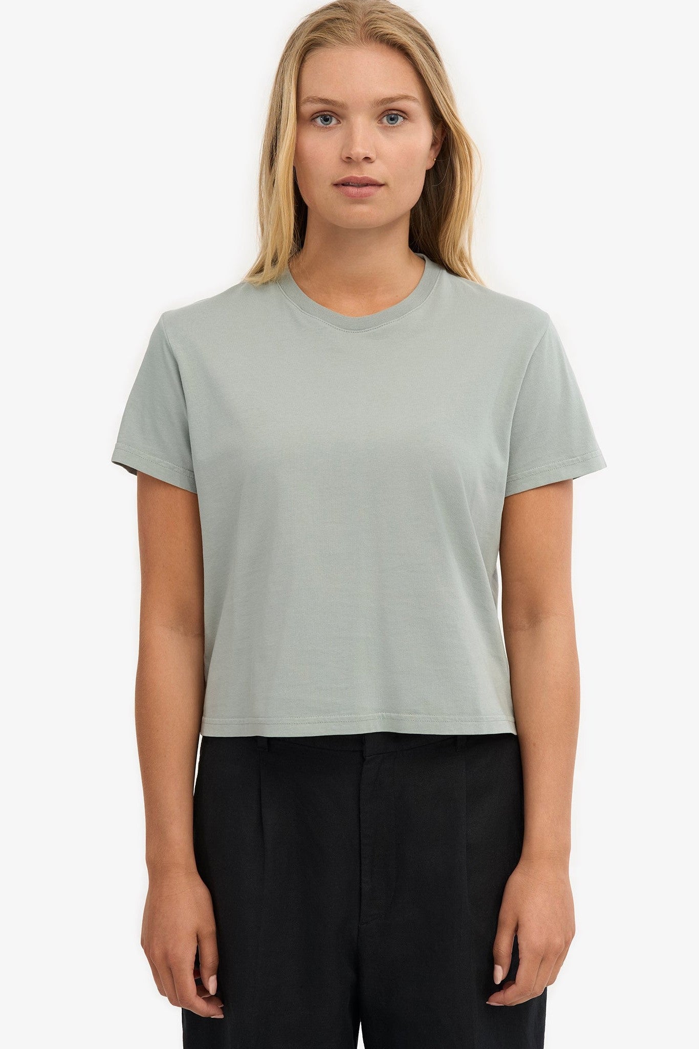 COLORFUL STANDARD - Organic Boxy Crop Tee - Steel Blue - BACKYARD