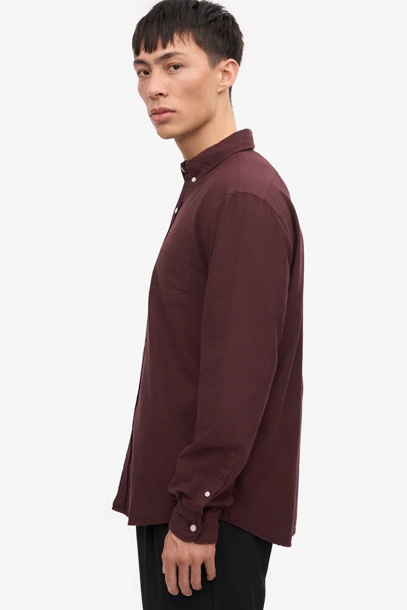 COLORFUL STANDARD - Organic Button Down Shirt - Oxblood Red - BACKYARD