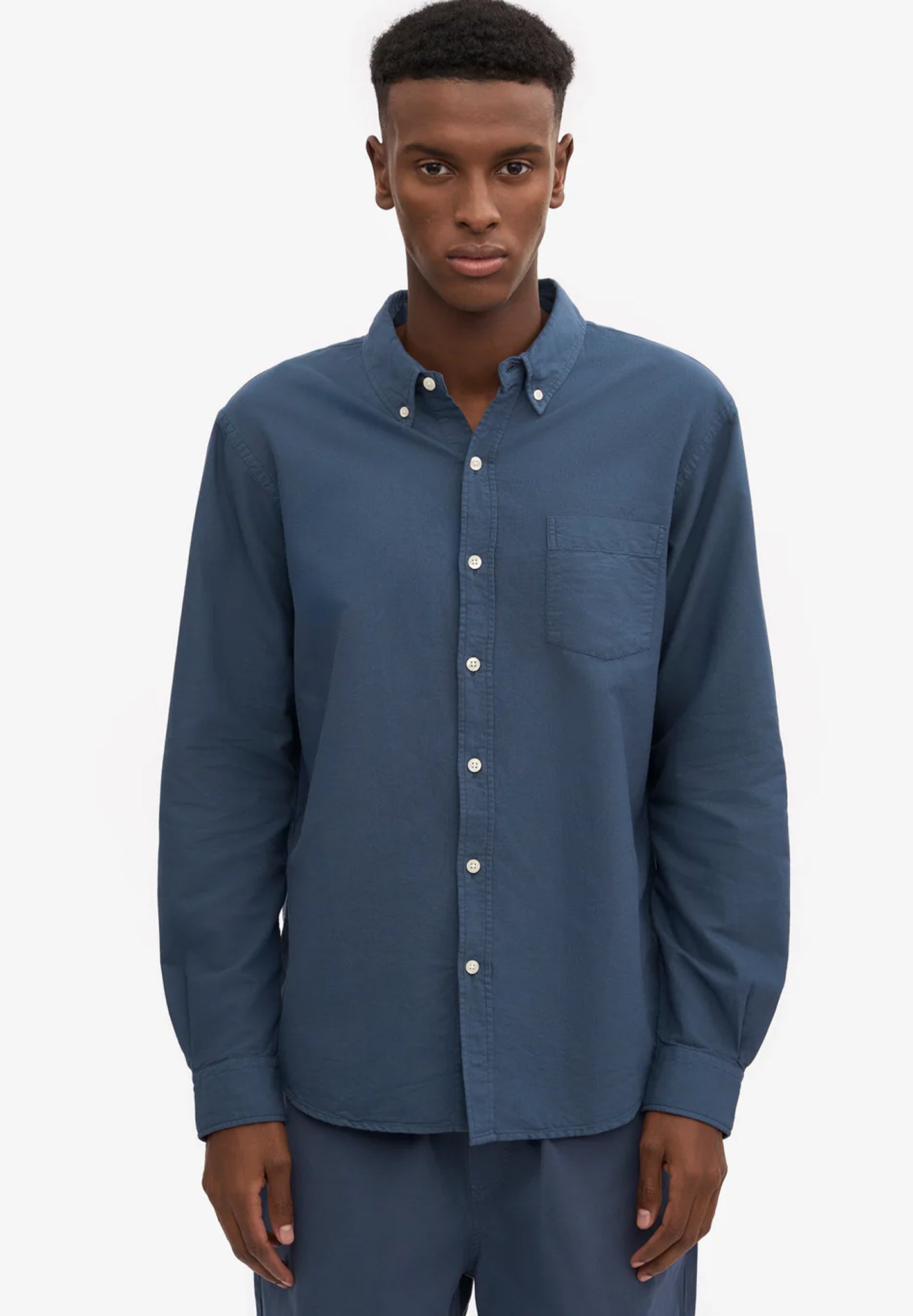 COLORFUL STANDARD - Organic Button Down Shirt - Petrol Blue - BACKYARD