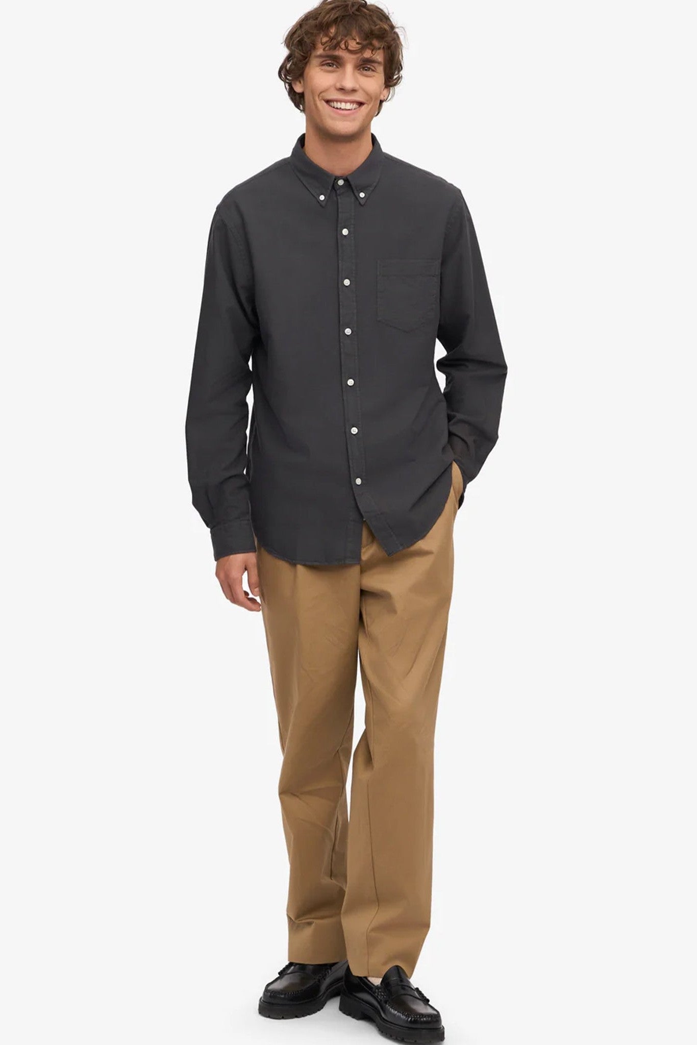 COLORFUL STANDARD - Organic Button Down Shirt - Lava Grey - BACKYARD