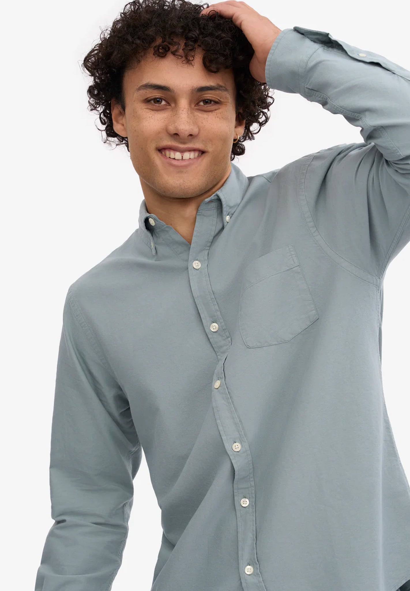 COLORFUL STANDARD - Organic Button Down Shirt - Steel Blue - BACKYARD