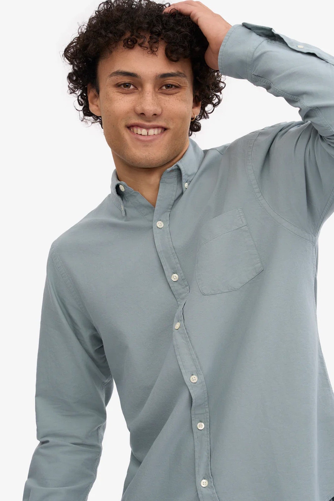 COLORFUL STANDARD - Organic Button Down Shirt - Steel Blue - BACKYARD