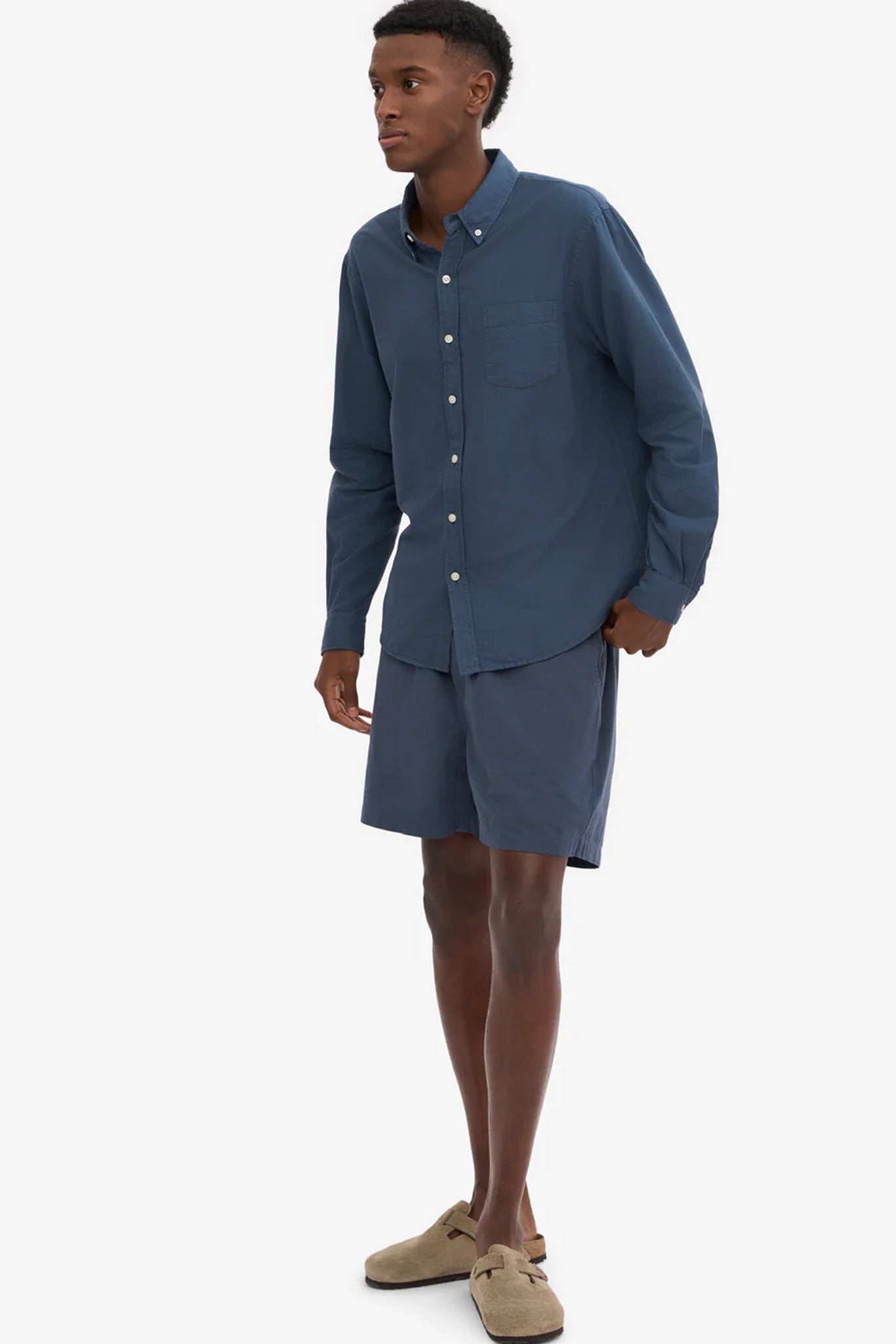 COLORFUL STANDARD - Organic Button Down Shirt - Petrol Blue - BACKYARD