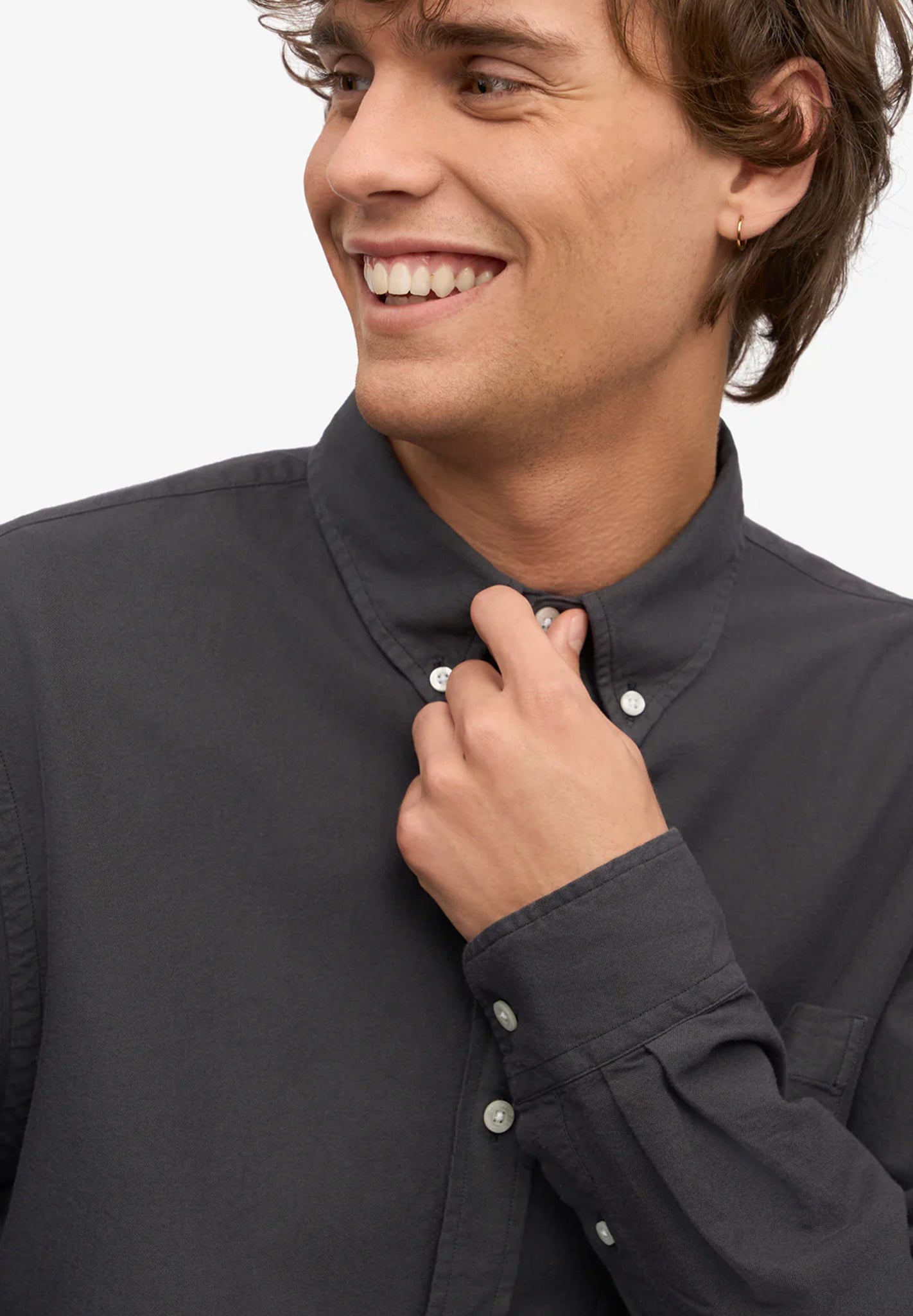 COLORFUL STANDARD - Organic Button Down Shirt - Lava Grey - BACKYARD