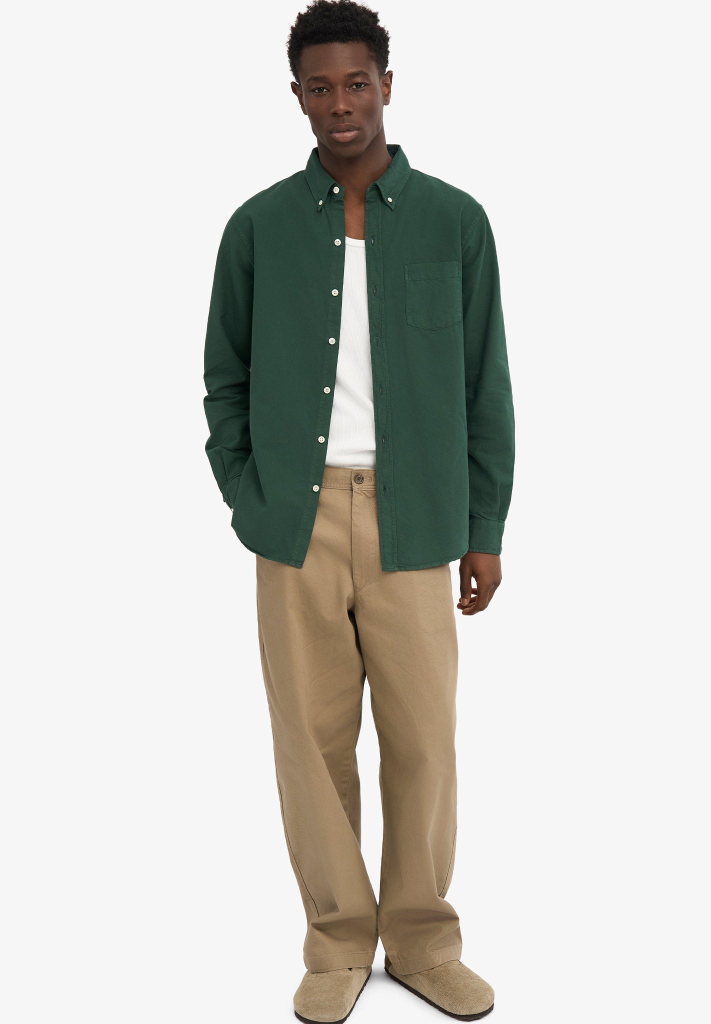 COLORFUL STANDARD - Organic Button Down Shirt - Emerald Green - BACKYARD