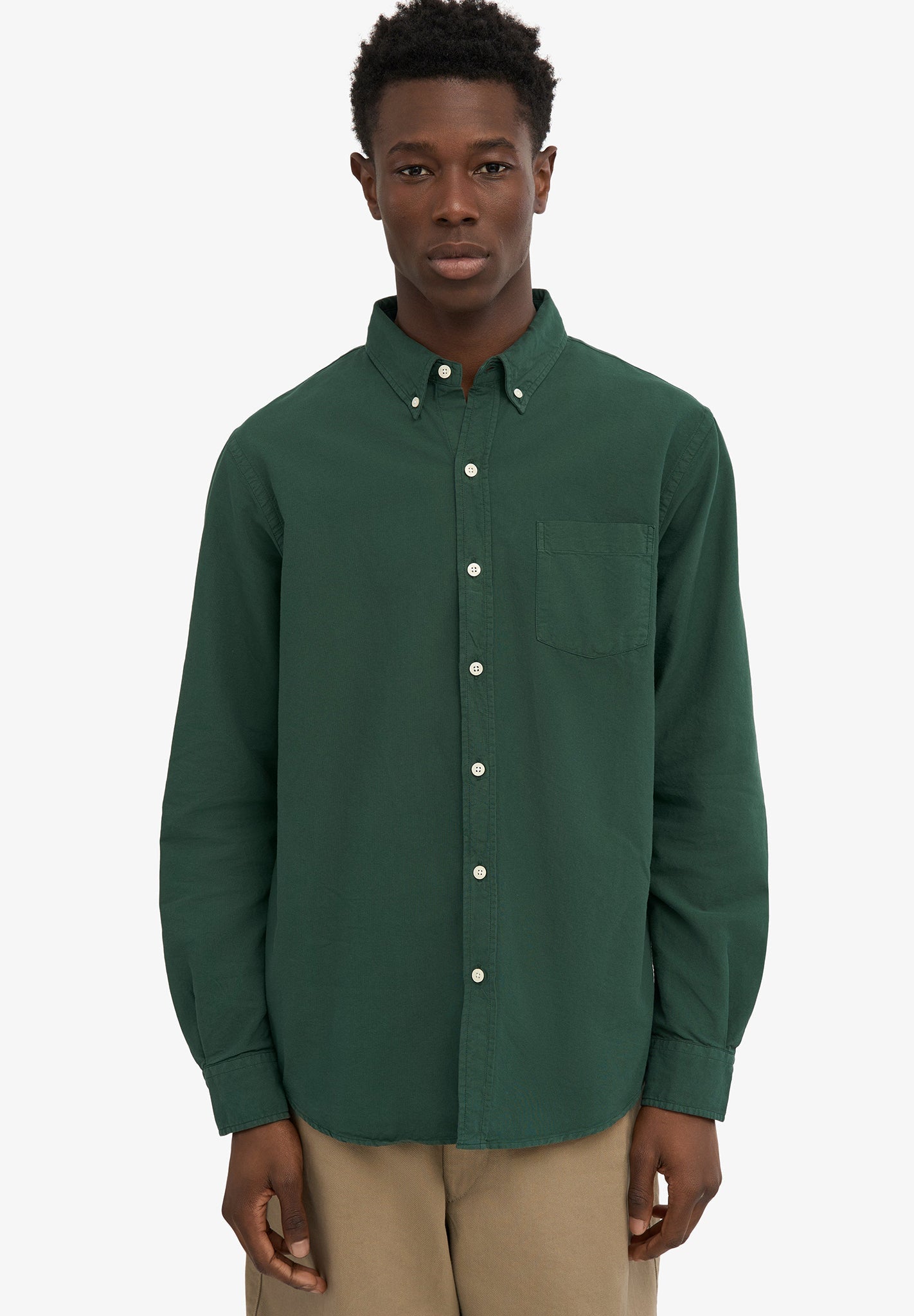 COLORFUL STANDARD - Organic Button Down Shirt - Emerald Green - BACKYARD