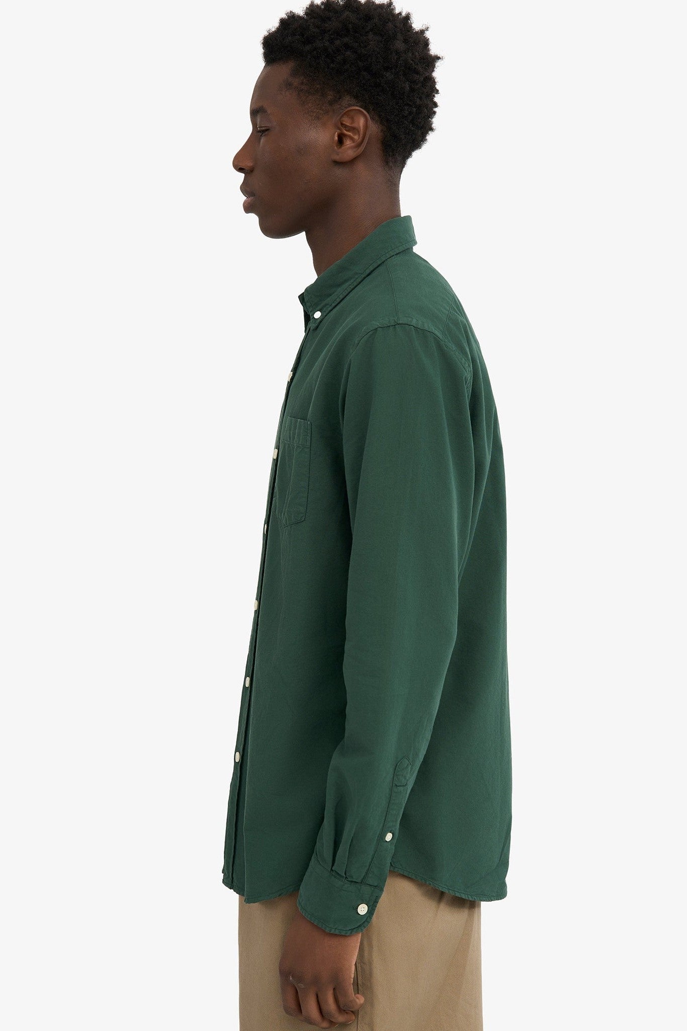 COLORFUL STANDARD - Organic Button Down Shirt - Emerald Green - BACKYARD