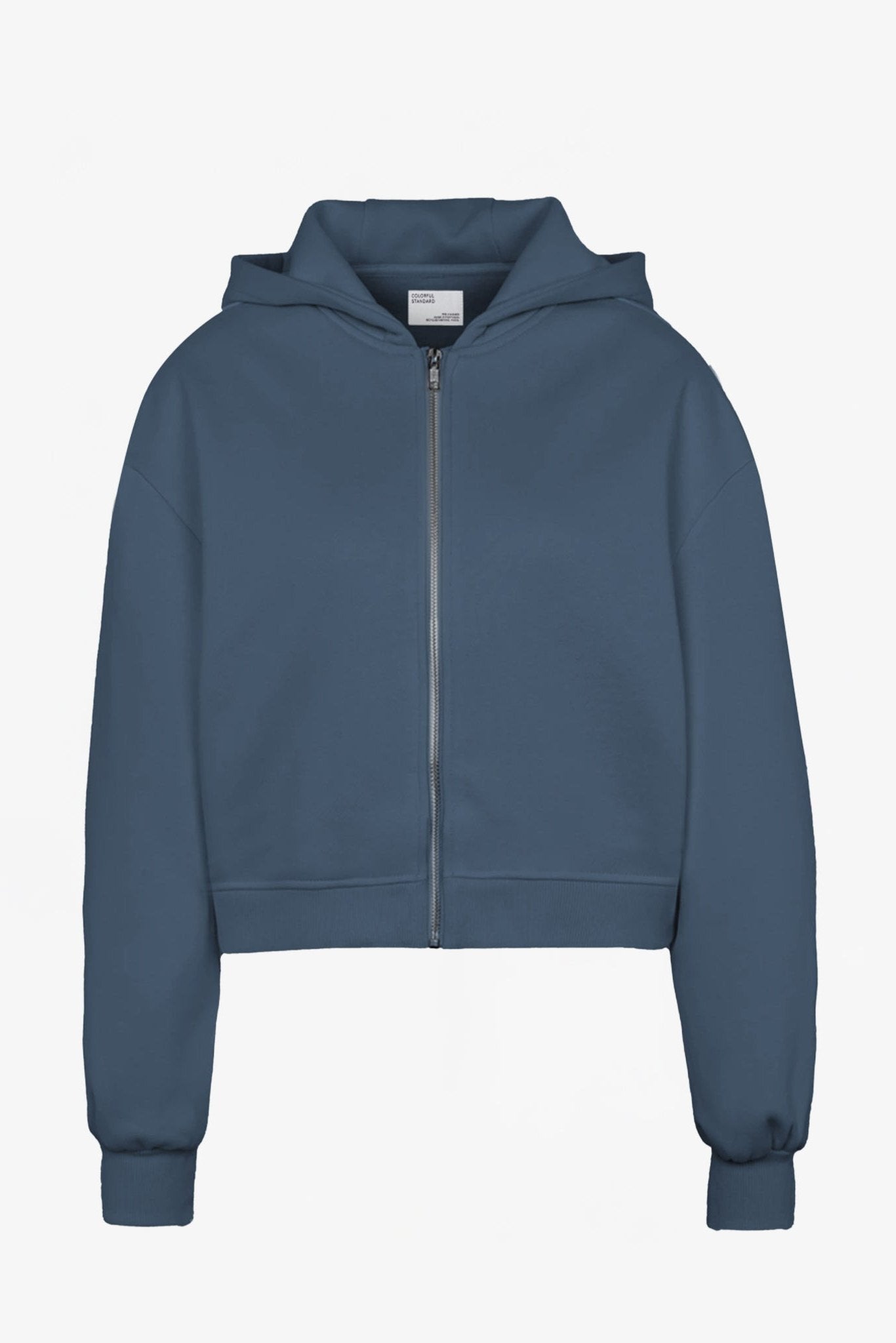 COLORFUL STANDARD - Organic Crop Zip Hood - Petrol Blue - BACKYARD