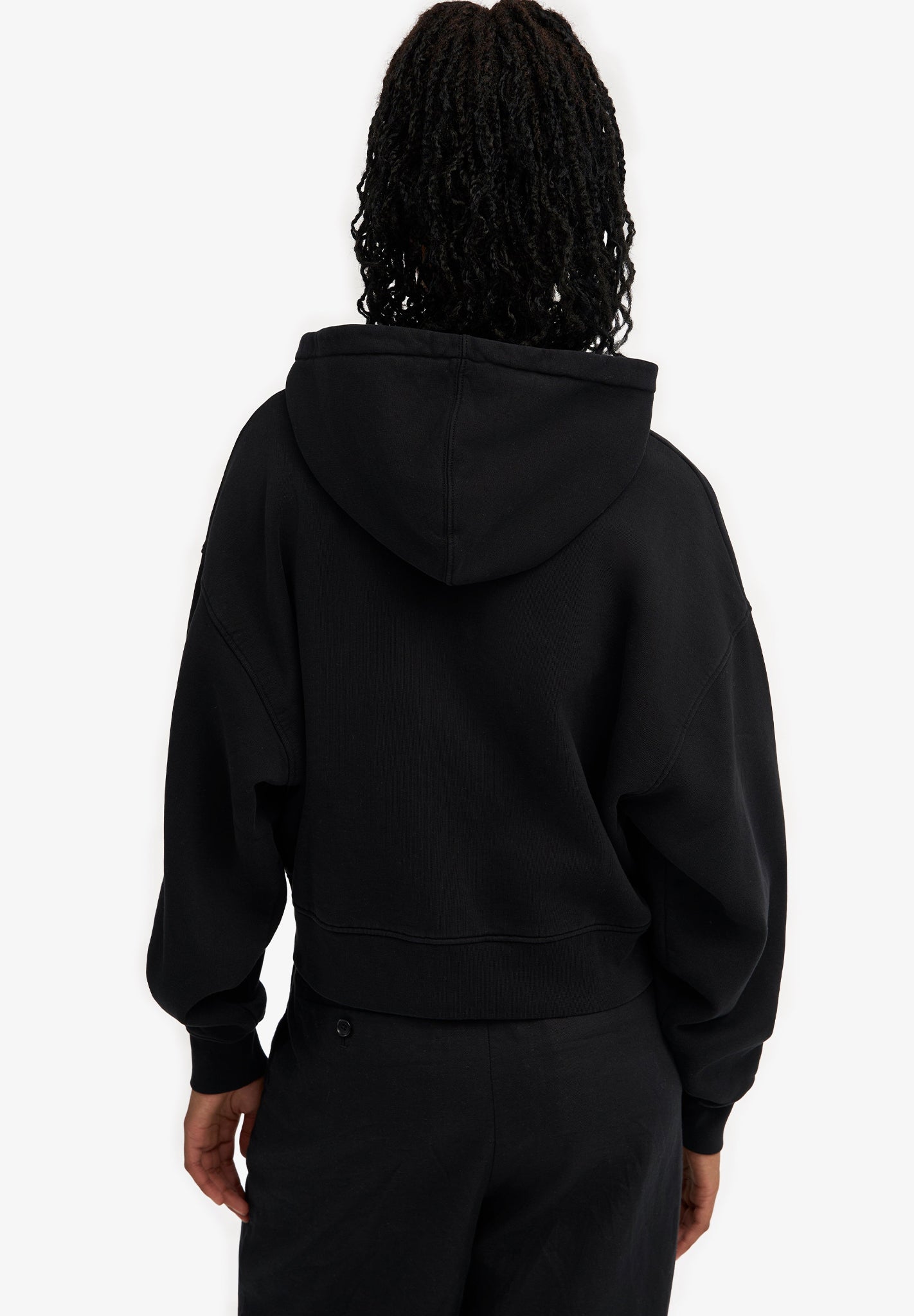 COLORFUL STANDARD - Organic Crop Zip Hood - Deep Black - BACKYARD