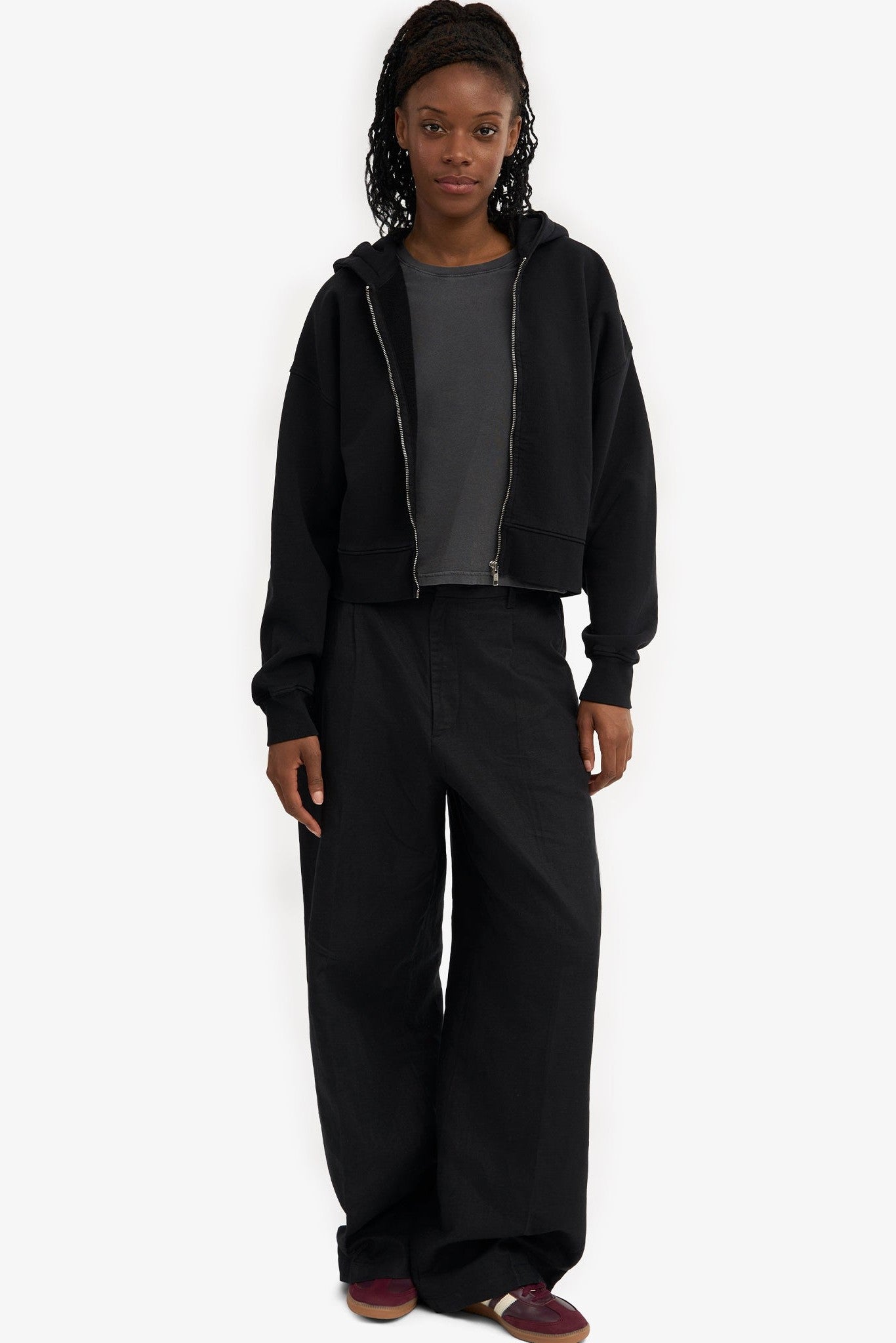 COLORFUL STANDARD - Organic Crop Zip Hood - Deep Black - BACKYARD