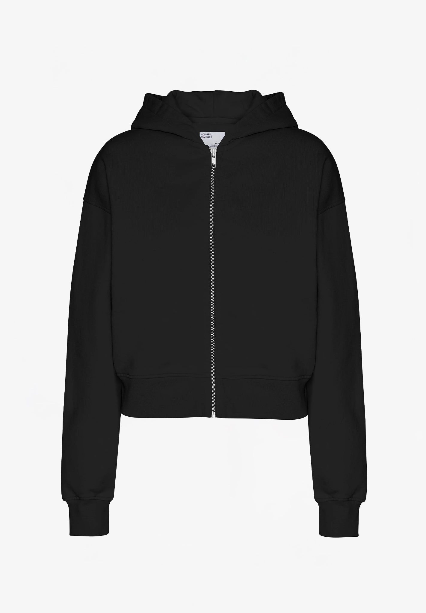 COLORFUL STANDARD - Organic Crop Zip Hood - Deep Black - BACKYARD