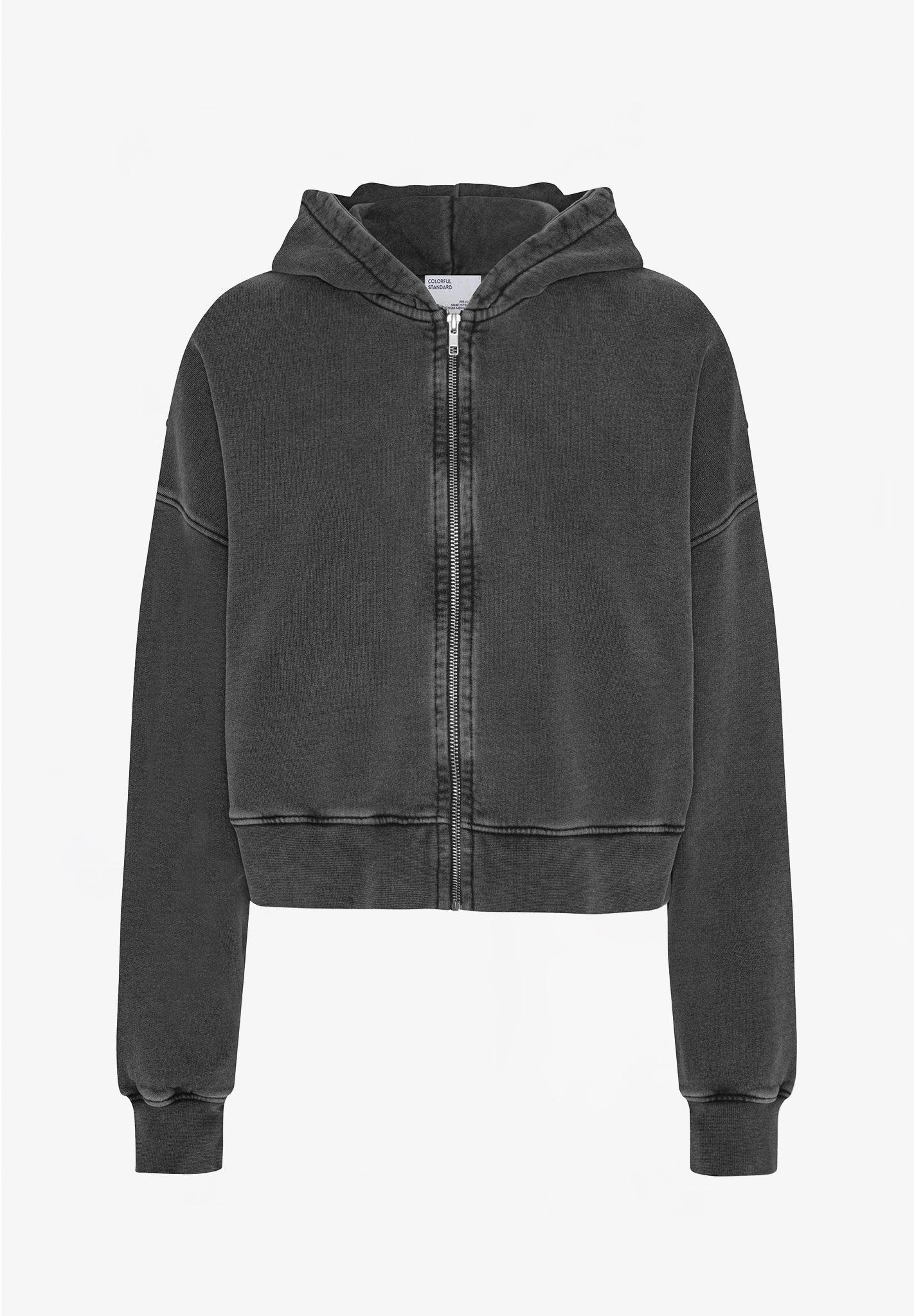 COLORFUL STANDARD - Organic Crop Zip Hood - Faded Black - BACKYARD