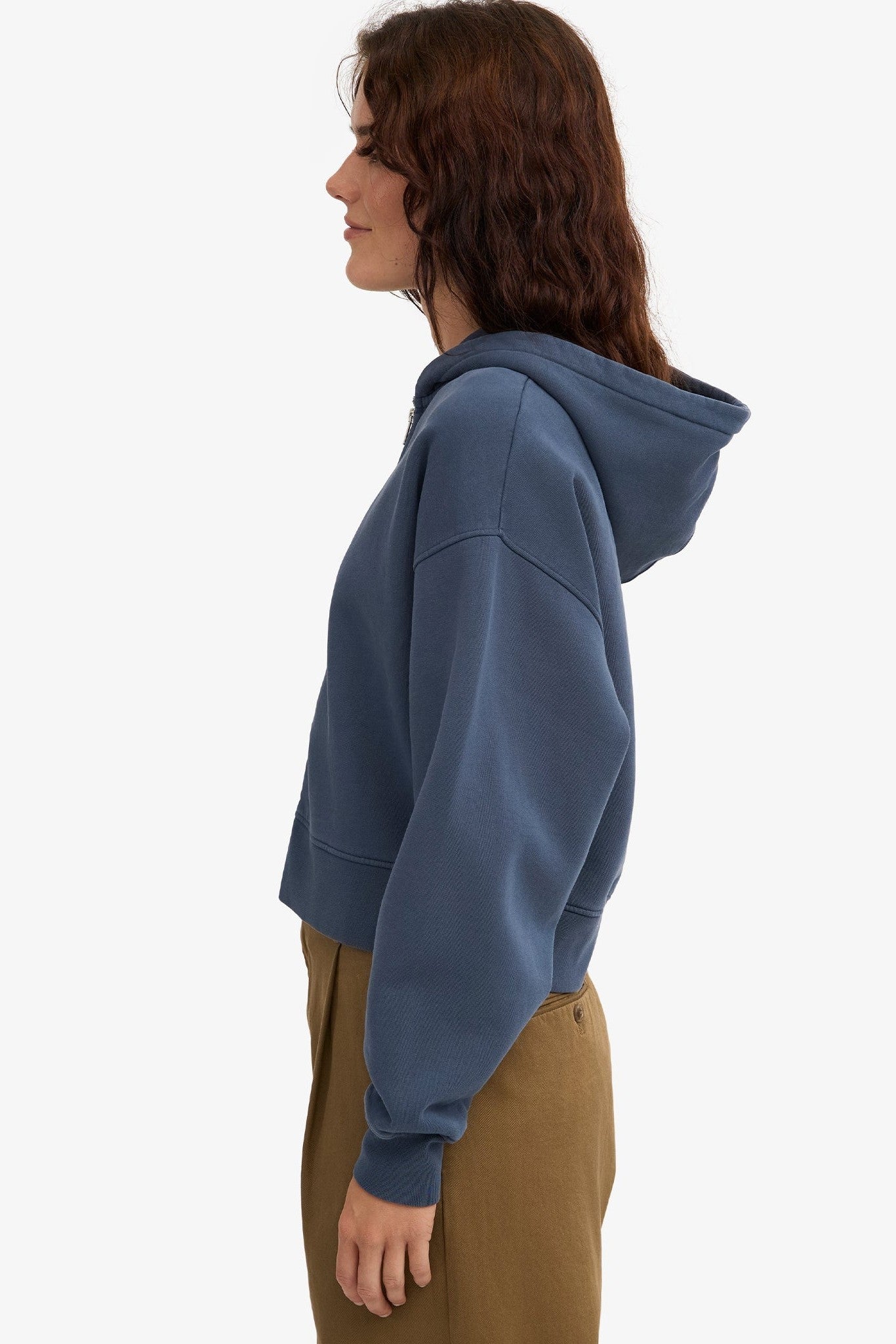 COLORFUL STANDARD - Organic Crop Zip Hood - Petrol Blue - BACKYARD