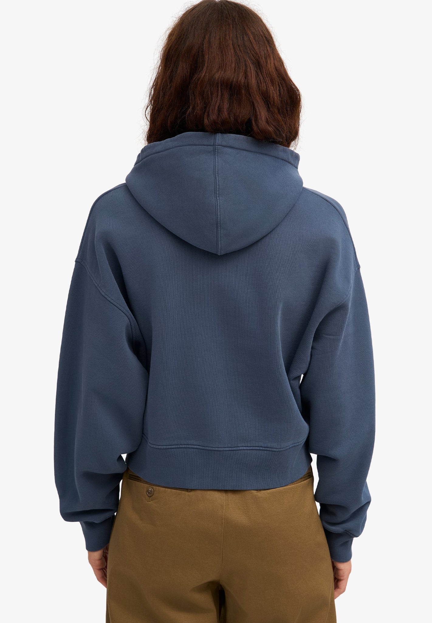 COLORFUL STANDARD - Organic Crop Zip Hood - Petrol Blue - BACKYARD