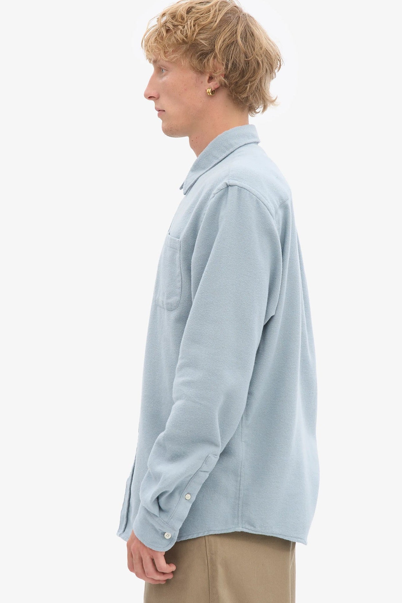 COLORFUL STANDARD - Organic Flannel Shirt - Steel Blue - BACKYARD