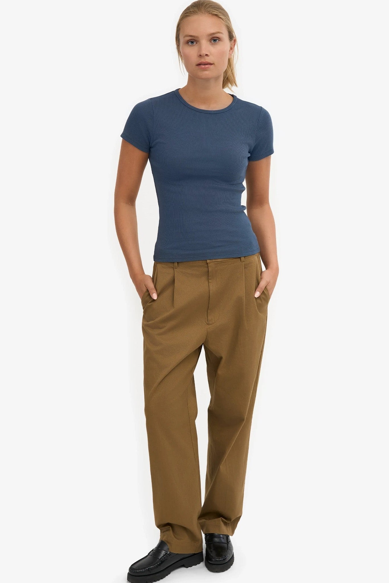 COLORFUL STANDARD - Organic Rib S/S T-Shirt - Petrol Blue - BACKYARD