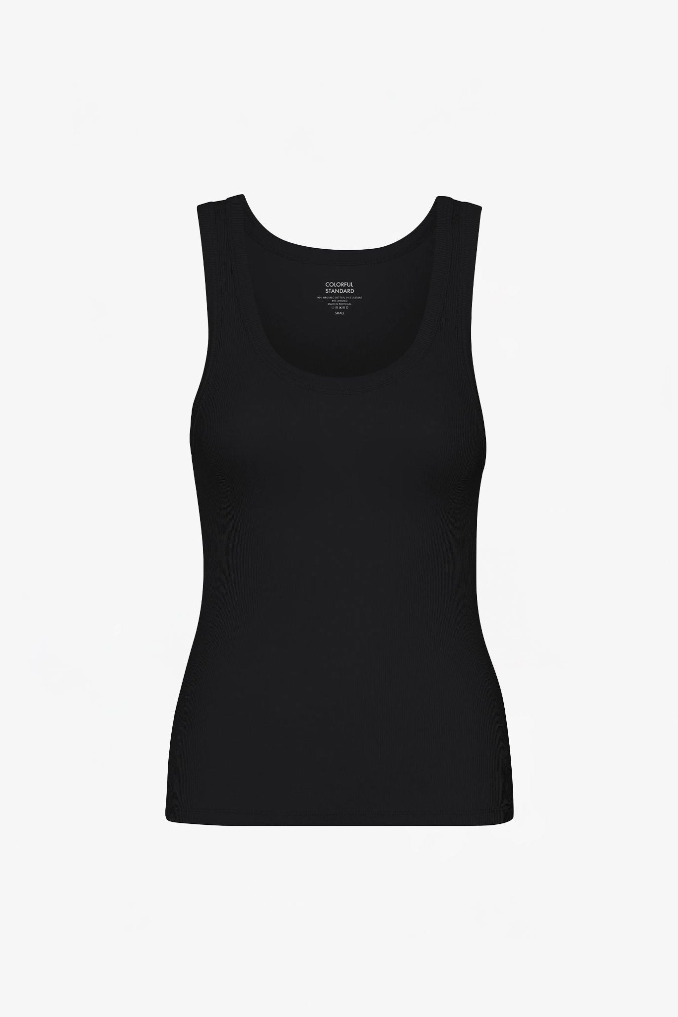 COLORFUL STANDARD - Women Organic Rib Tank Top - Deep Black - BACKYARD