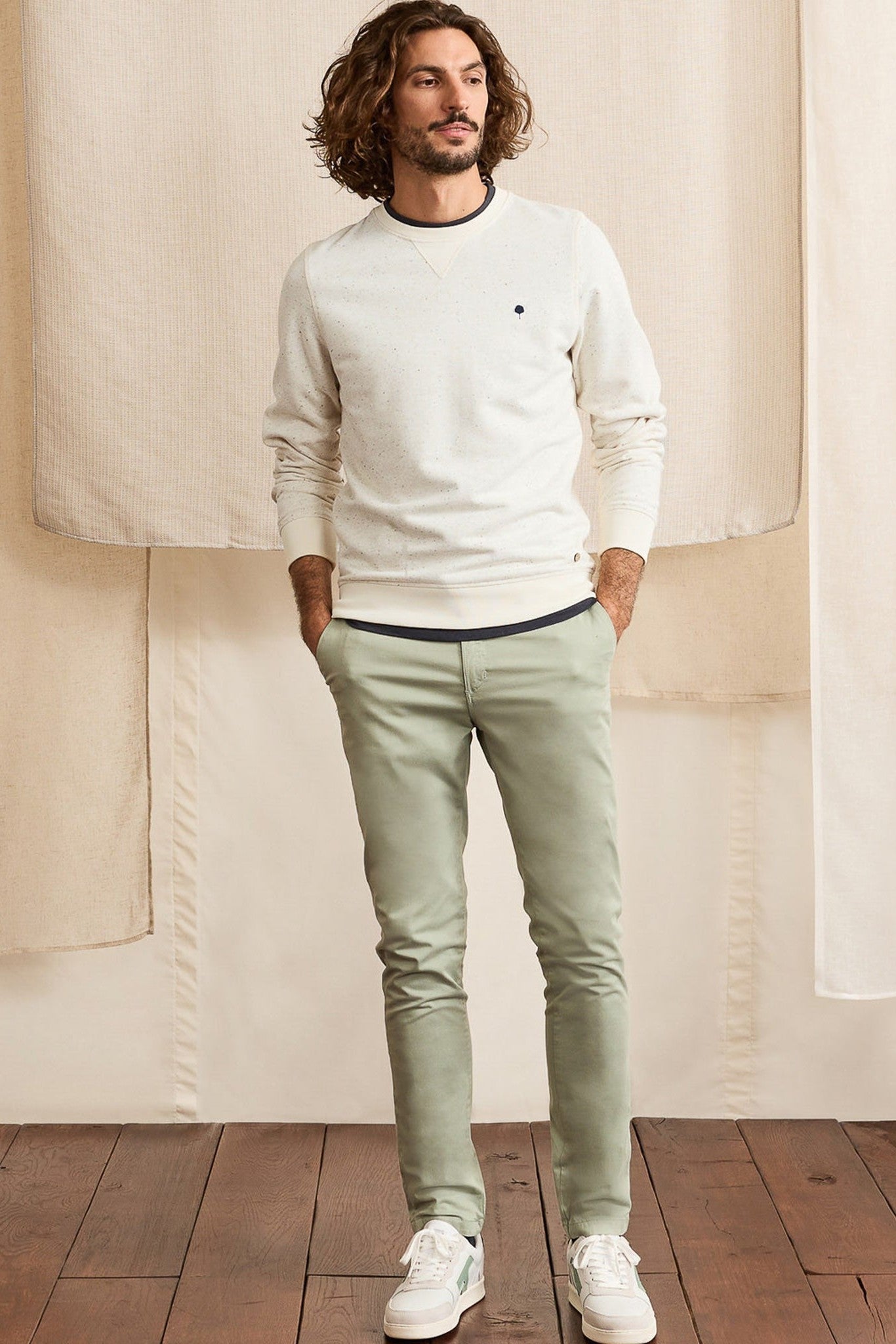 FAGUO - Donon Sweat Cotton - Ecru Navy - BACKYARD